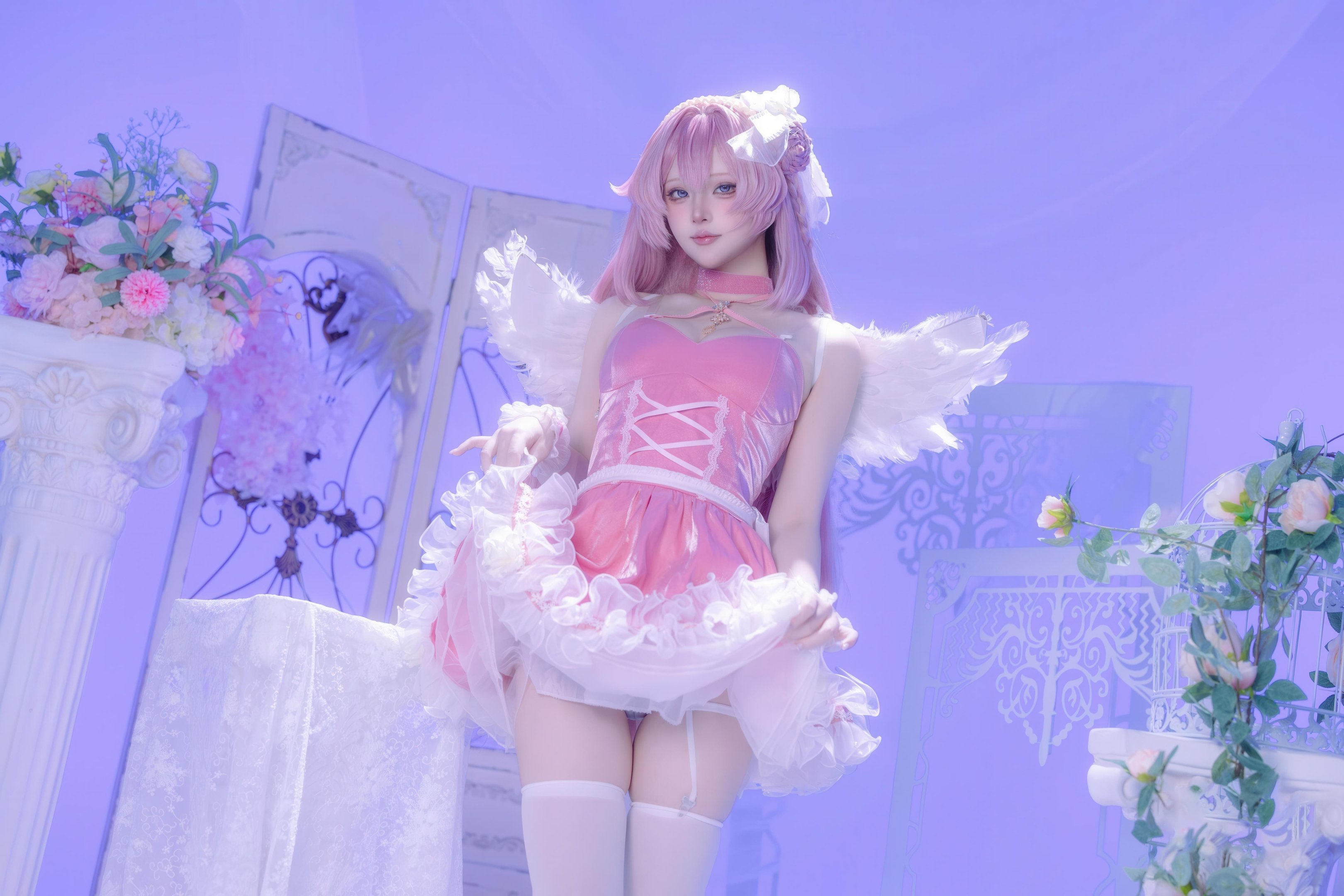 [cosplay] 屿鱼 - 桃乐丝·黎明派对：派对氛围下的角色还原 白丝少女感很抓眼 63P