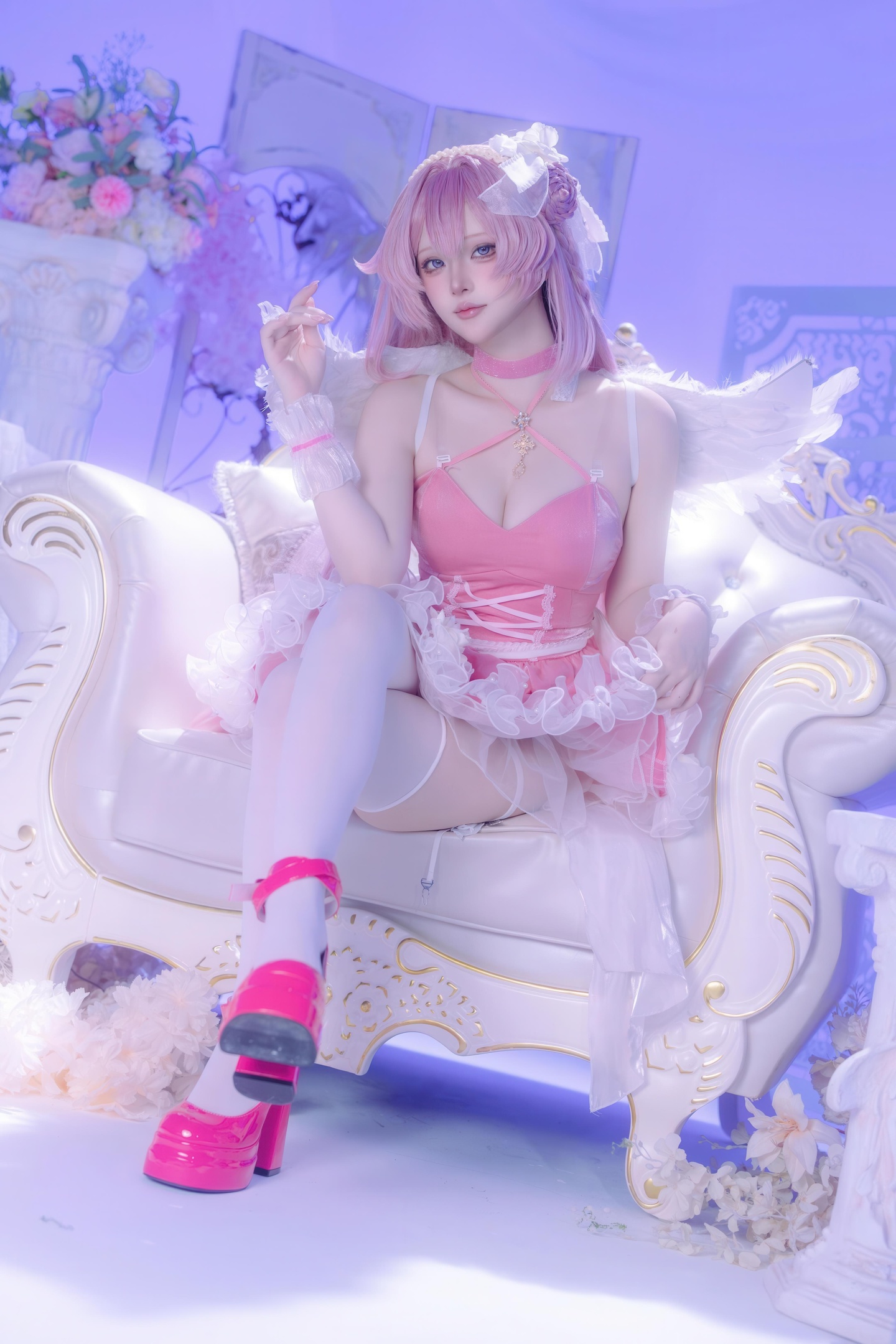 [cosplay] 屿鱼 - 桃乐丝·黎明派对：派对氛围下的角色还原 白丝少女感很抓眼 63P
