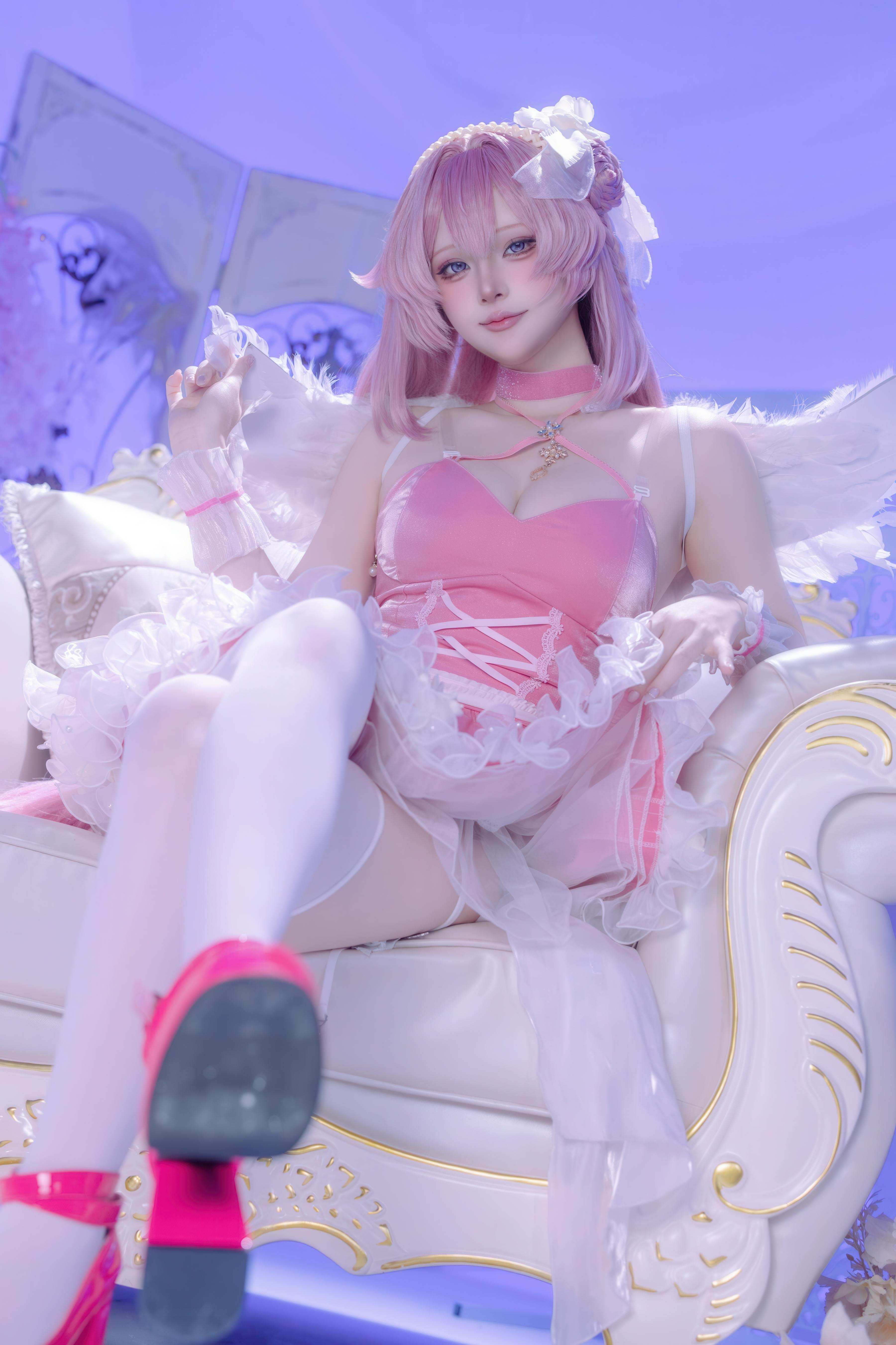 [cosplay] 屿鱼 - 桃乐丝·黎明派对：派对氛围下的角色还原 白丝少女感很抓眼 63P