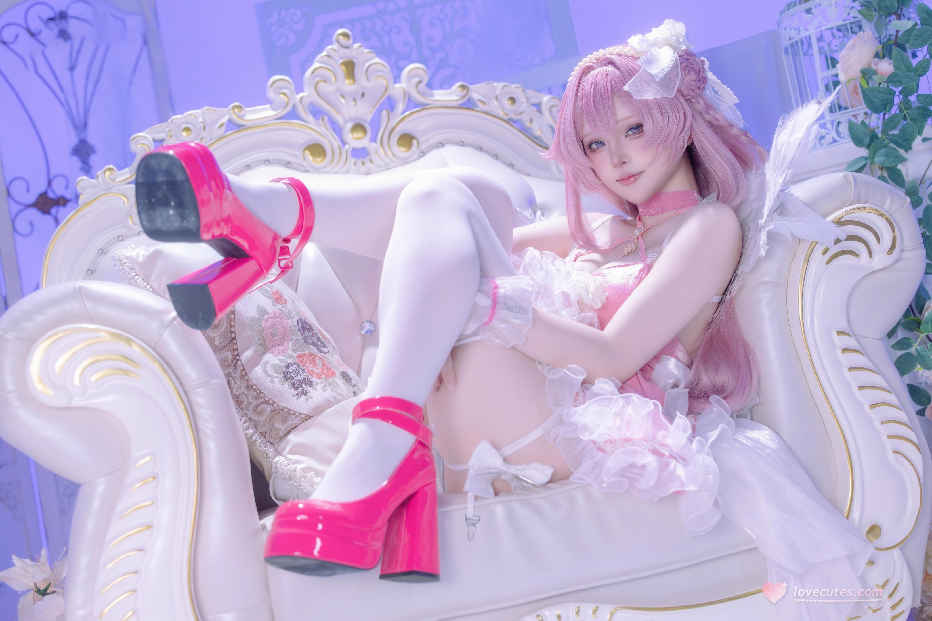 [cosplay] 屿鱼 - 桃乐丝·黎明派对：派对氛围下的角色还原 白丝少女感很抓眼 63P