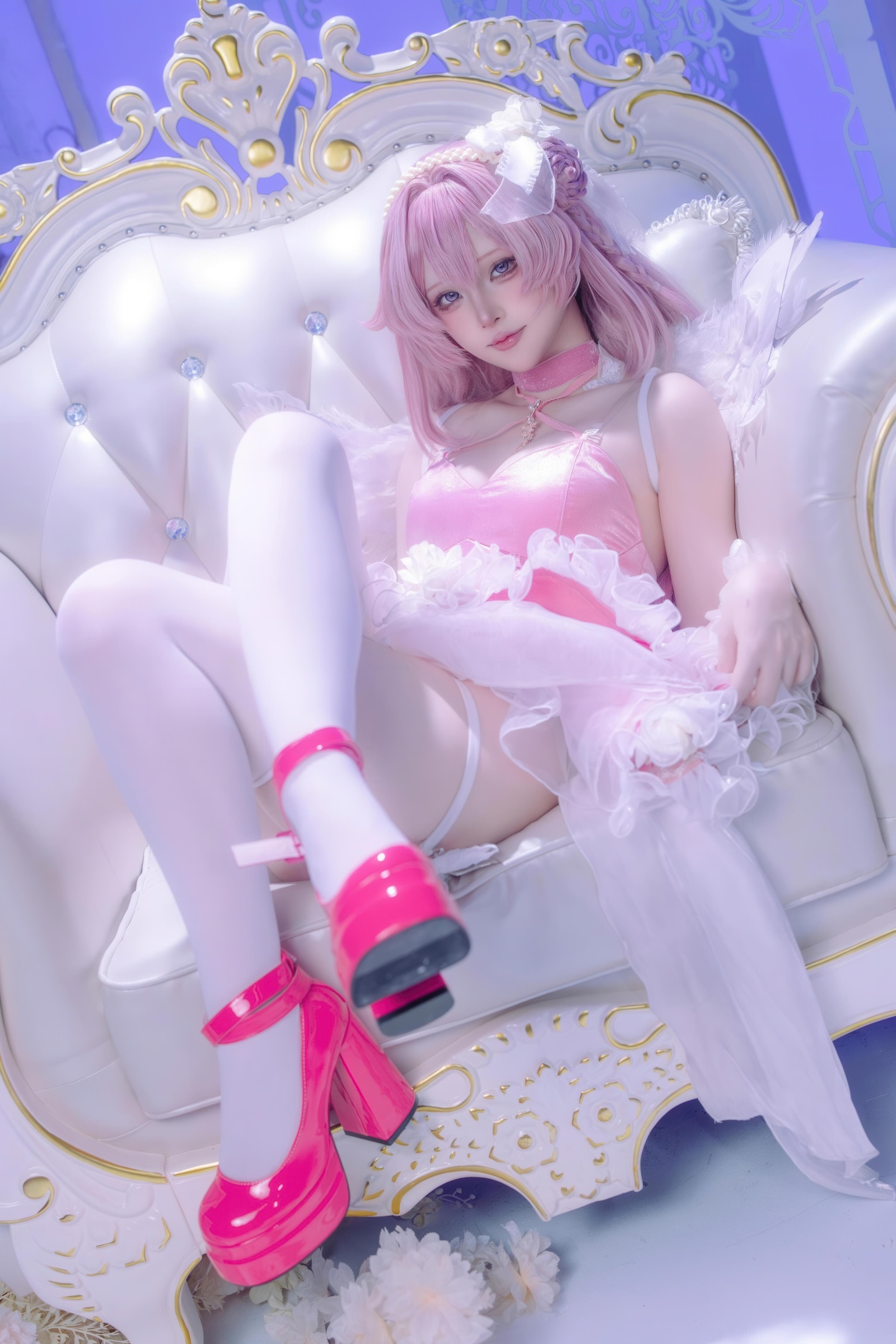 [cosplay] 屿鱼 - 桃乐丝·黎明派对：派对氛围下的角色还原 白丝少女感很抓眼 63P
