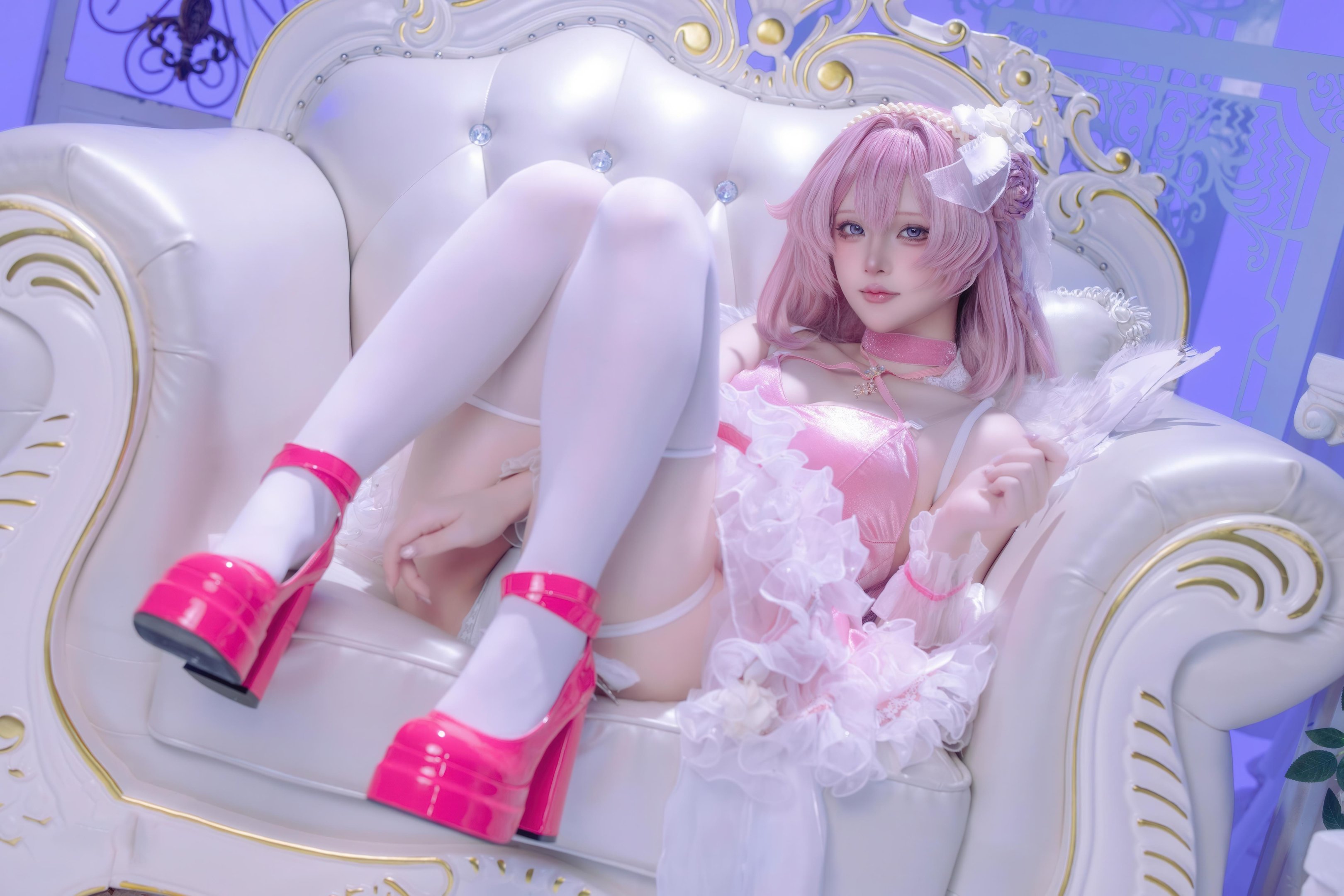 [cosplay] 屿鱼 - 桃乐丝·黎明派对：派对氛围下的角色还原 白丝少女感很抓眼 63P
