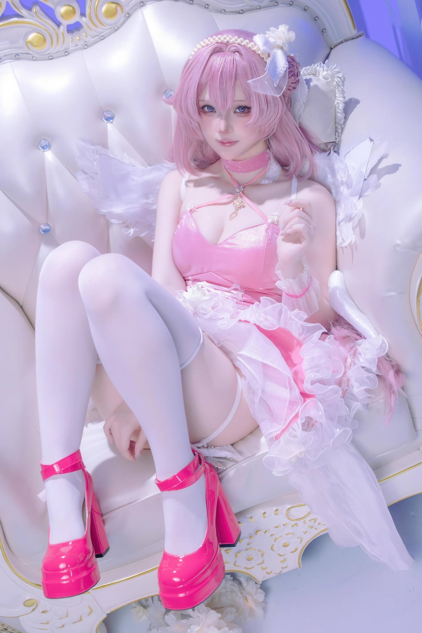 [cosplay] 屿鱼 - 桃乐丝·黎明派对：派对氛围下的角色还原 白丝少女感很抓眼 63P