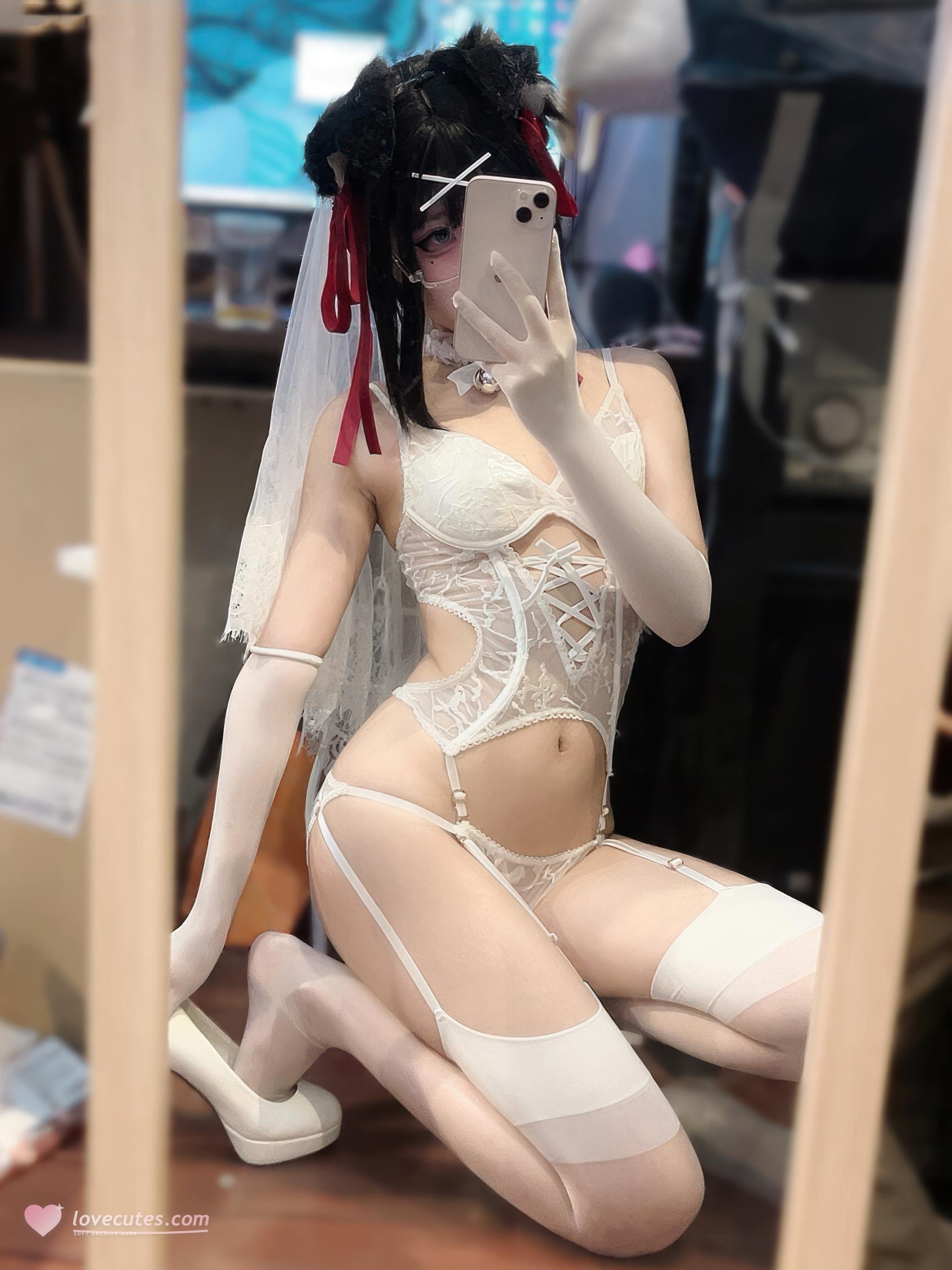 [cosplay] 清水凪 - 小狗花嫁：蕾丝婚纱搭配白丝造型 甜美氛围感的花嫁主题 37P3V