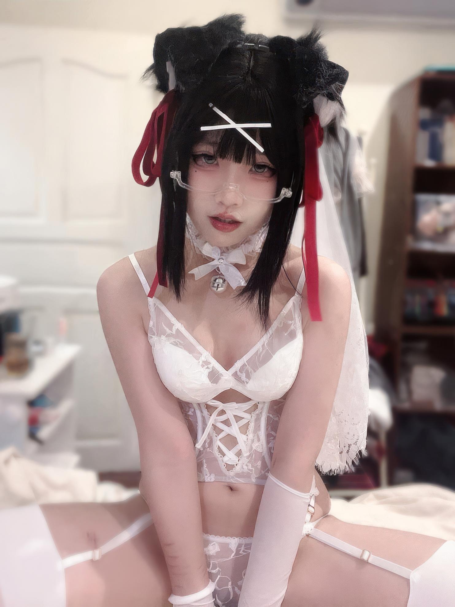 [cosplay] 清水凪 - 小狗花嫁：蕾丝婚纱搭配白丝造型 甜美氛围感的花嫁主题 37P3V