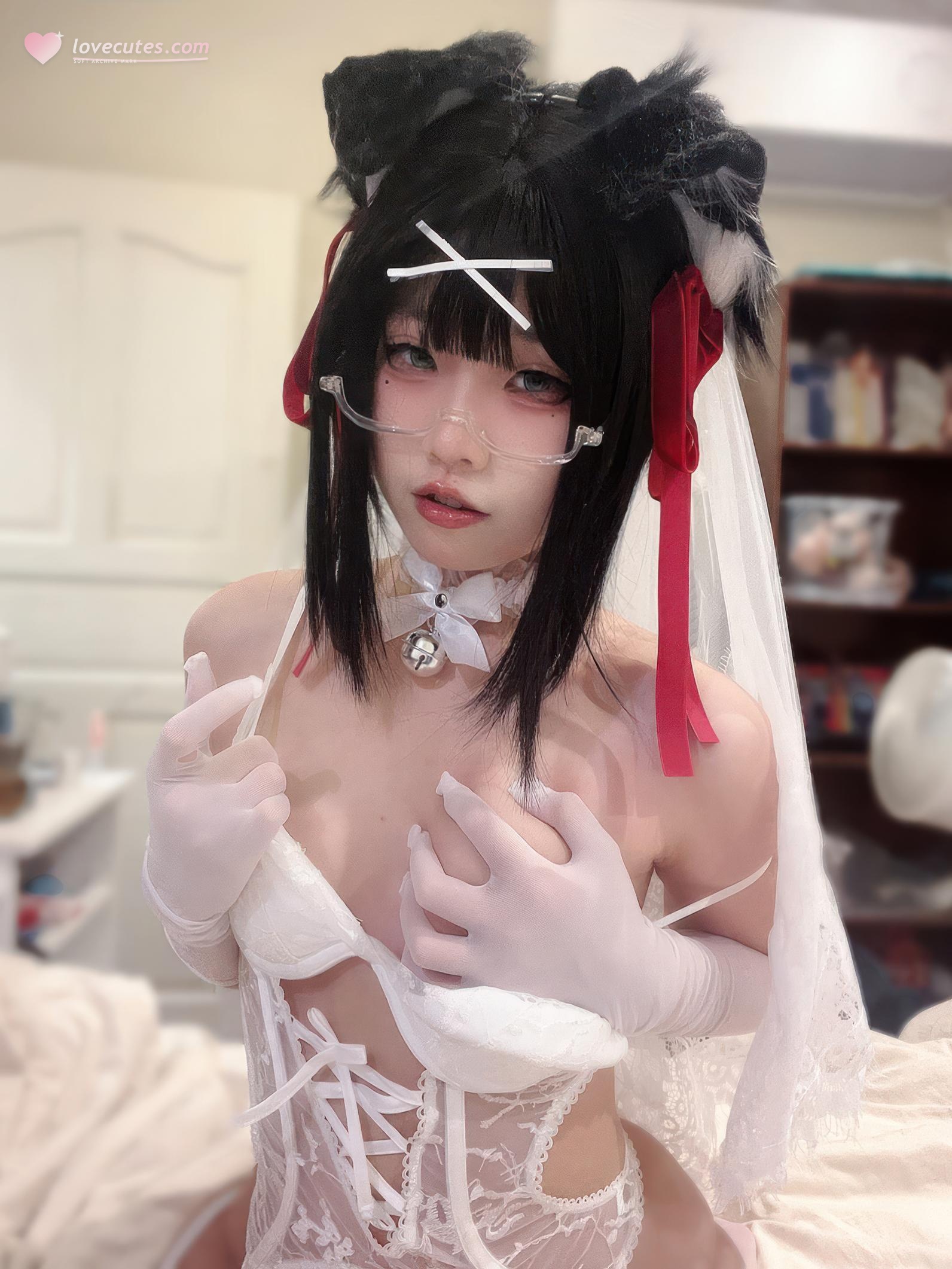 [cosplay] 清水凪 - 小狗花嫁：蕾丝婚纱搭配白丝造型 甜美氛围感的花嫁主题 37P3V