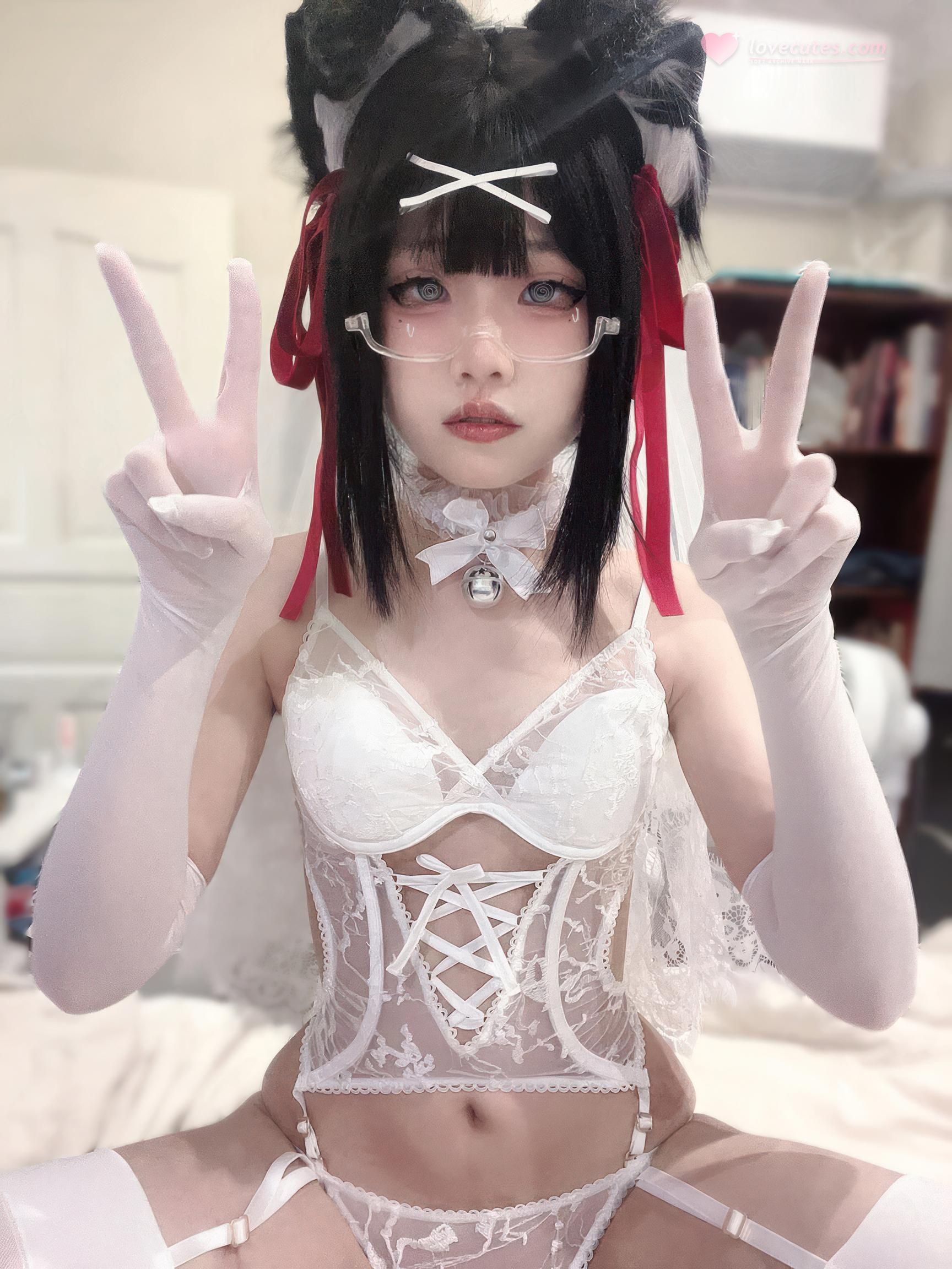 [cosplay] 清水凪 - 小狗花嫁：蕾丝婚纱搭配白丝造型 甜美氛围感的花嫁主题 37P3V