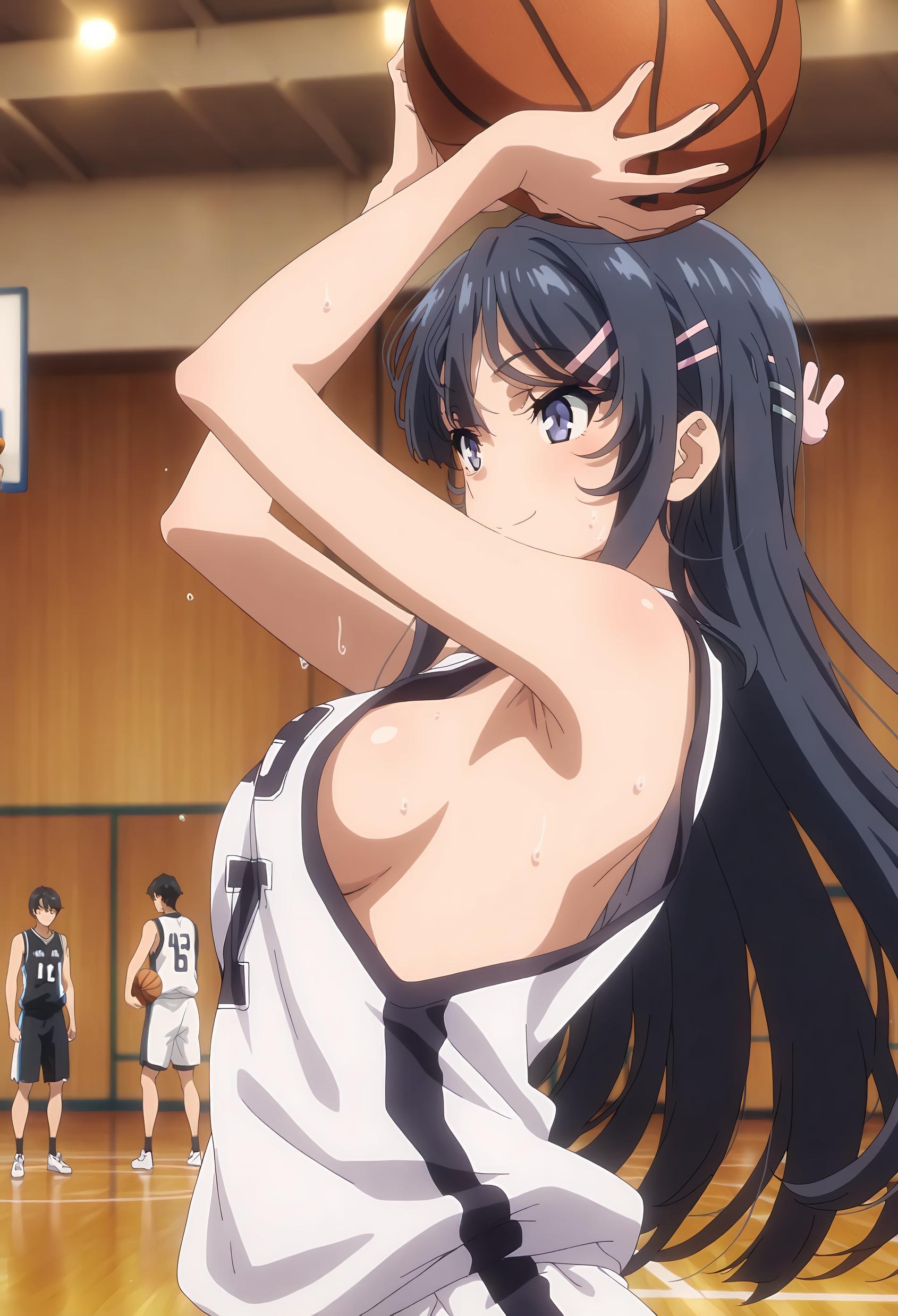 AI Generated Anime Girl - 樱岛麻衣：青春猪头少年系列巨乳少女 白色泳装下完美曲线展现极致性感诱惑 53P