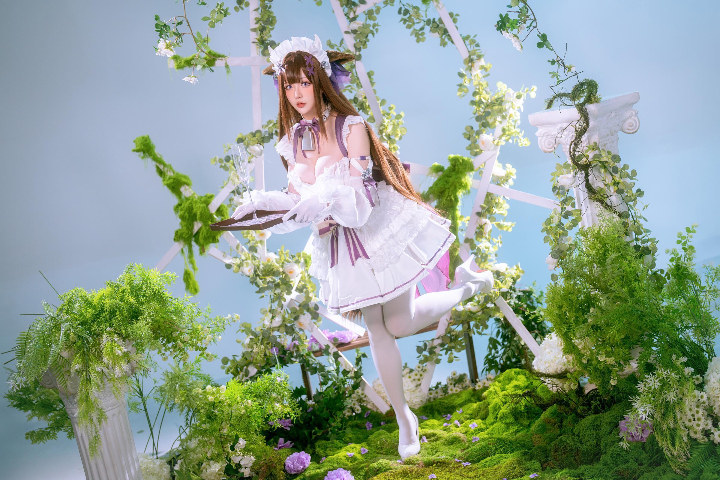 [cosplay] 星之迟迟Hoshilily - 碧蓝航线 樫野：白紫礼裙与猫耳元素交织 甜美软萌气质下的角色还原 45P