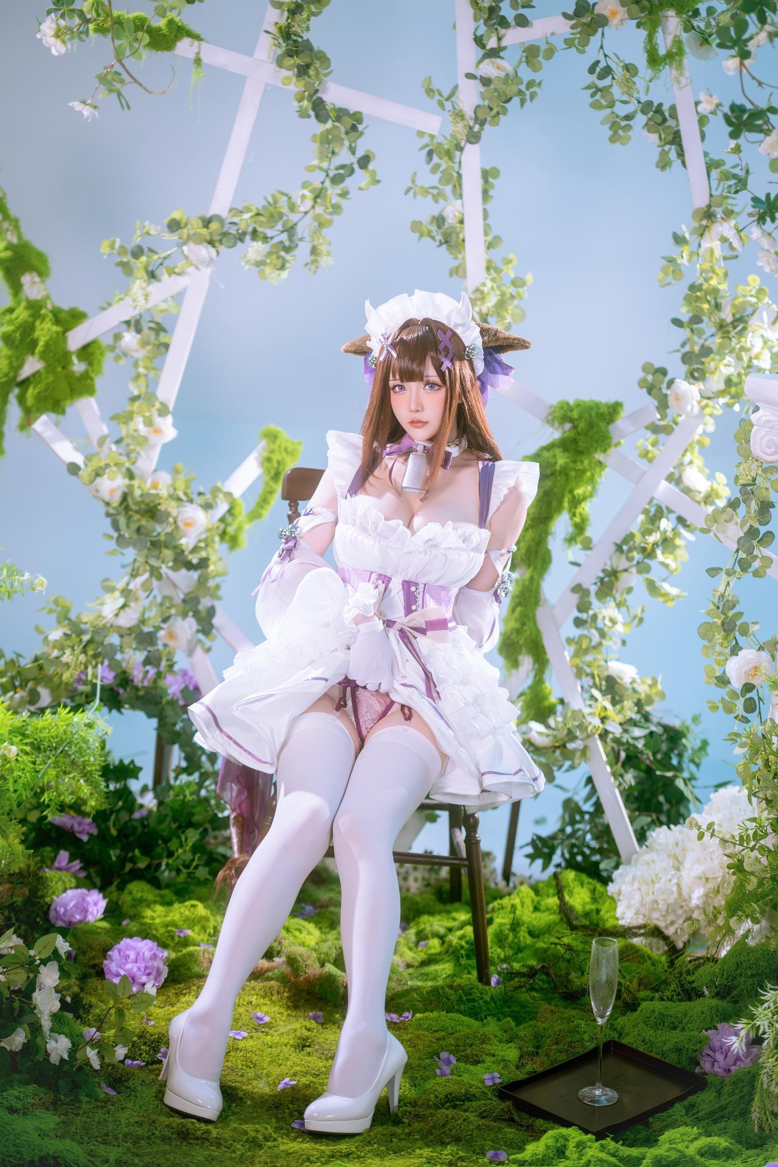 [cosplay] 星之迟迟Hoshilily - 碧蓝航线 樫野：白紫礼裙与猫耳元素交织 甜美软萌气质下的角色还原 45P