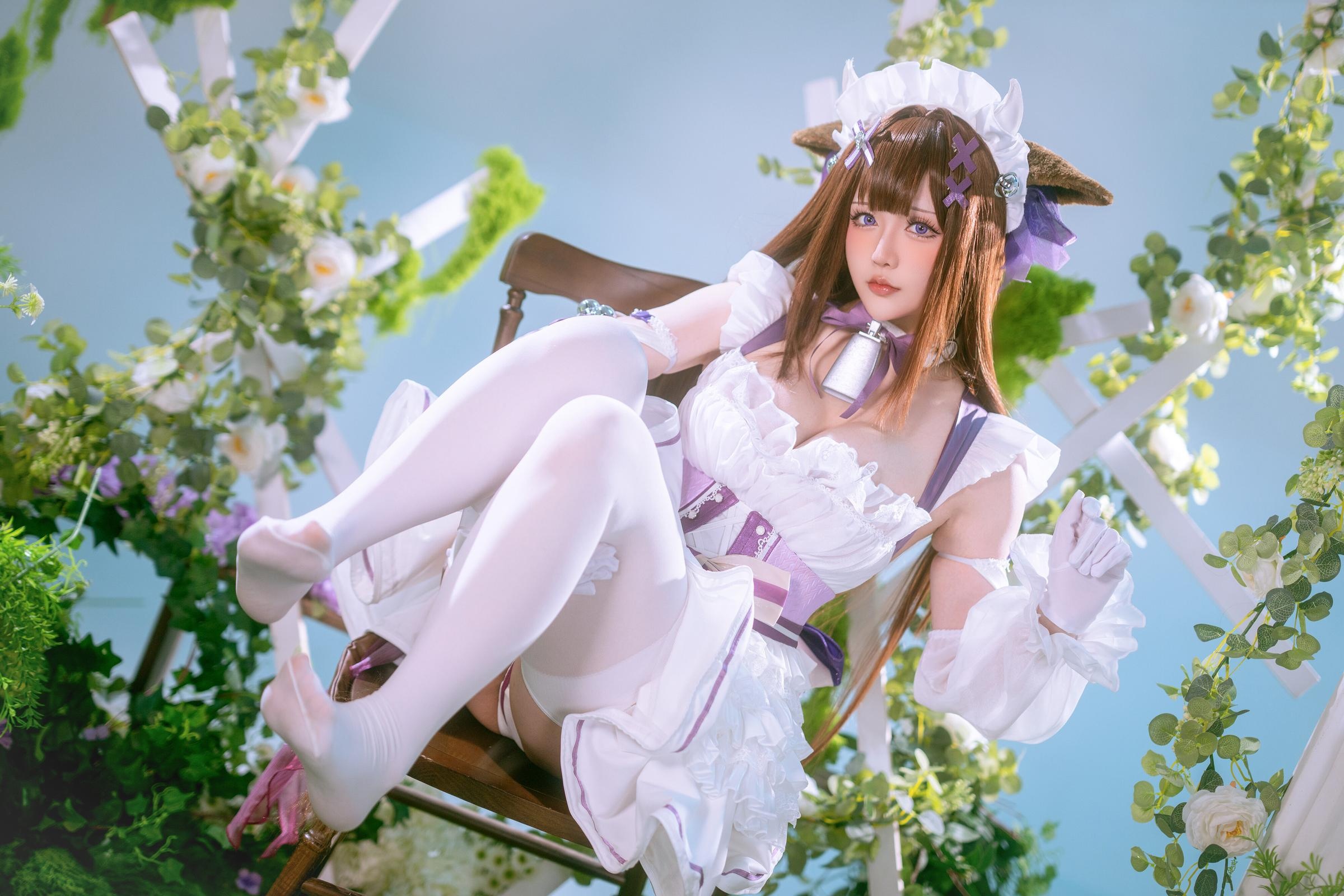 [cosplay] 星之迟迟Hoshilily - 碧蓝航线 樫野：白紫礼裙与猫耳元素交织 甜美软萌气质下的角色还原 45P