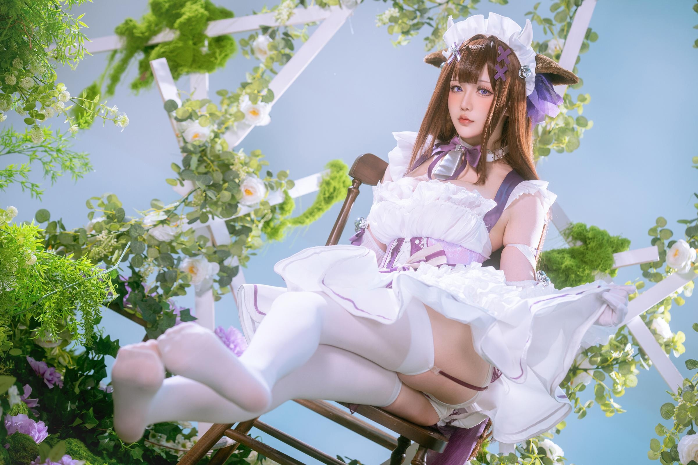 [cosplay] 星之迟迟Hoshilily - 碧蓝航线 樫野：白紫礼裙与猫耳元素交织 甜美软萌气质下的角色还原 45P