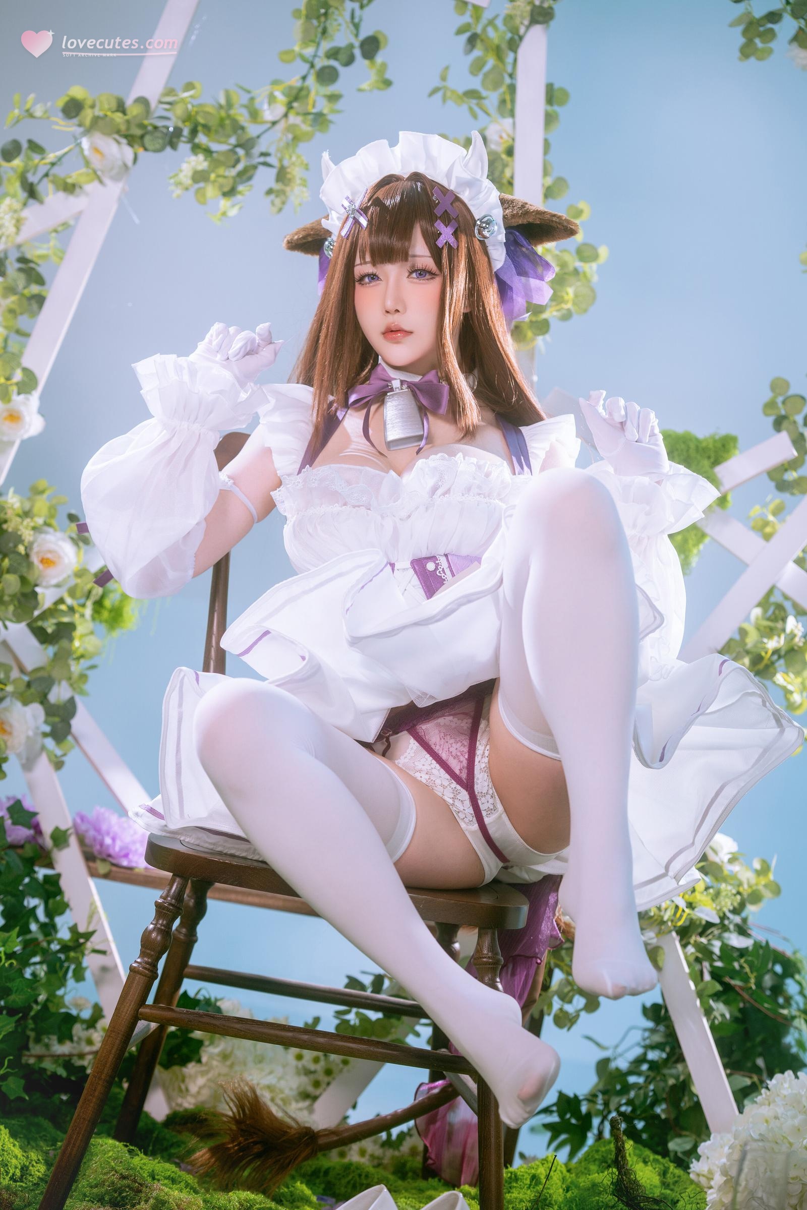 [cosplay] 星之迟迟Hoshilily - 碧蓝航线 樫野：白紫礼裙与猫耳元素交织 甜美软萌气质下的角色还原 45P