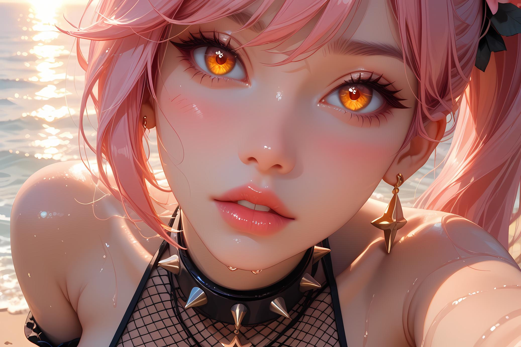 AI Generated Anime Girl - 崩坏星穹铁道 桂乃芬：粉发吐舌露点巨乳 46P