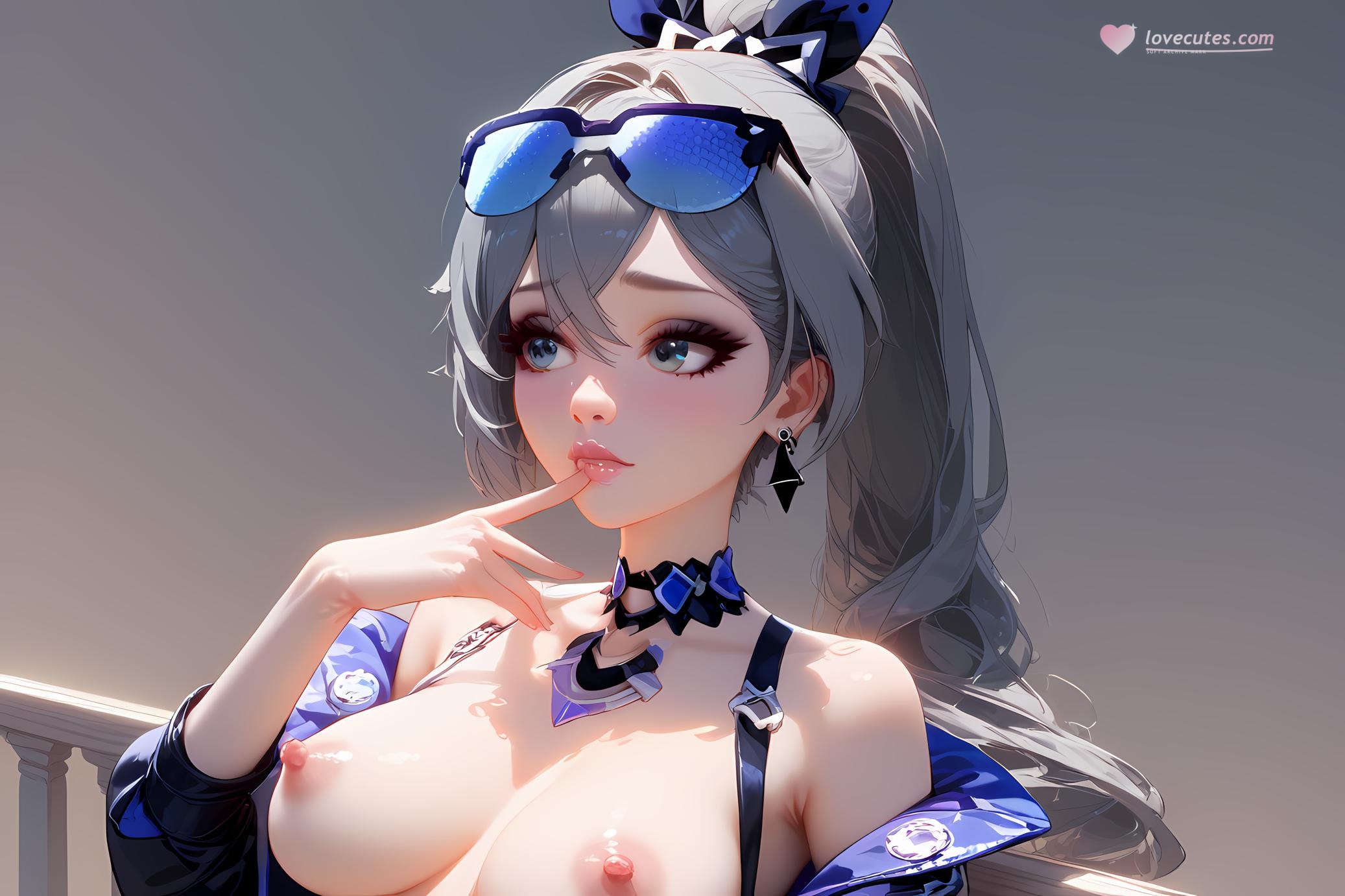 AI Generated Anime Girl - 崩坏星穹铁道 银狼：银发泳装爆乳特写 35P