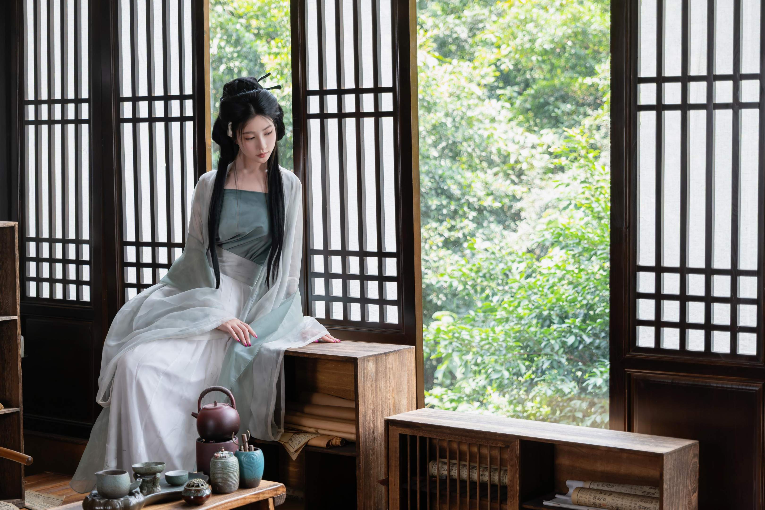 [Ảnh] Nnian - 浣溪沙: Áo Gấm Mỏng Manh, Vẻ Đẹp Quyến Rũ Từ Cửa Sổ Gỗ, Phong Cách Cổ Điển 80P