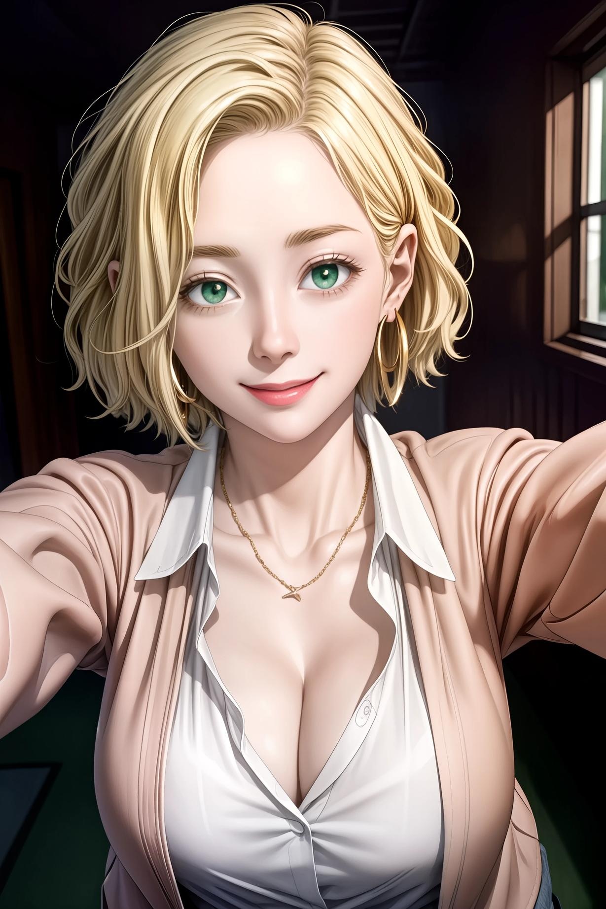 Cô Gái Anime Tạo Ra Bằng AI - 金发短发原创熟女：Bikini Bự Mông Cong, Váy Dài Trong Suốt 46P