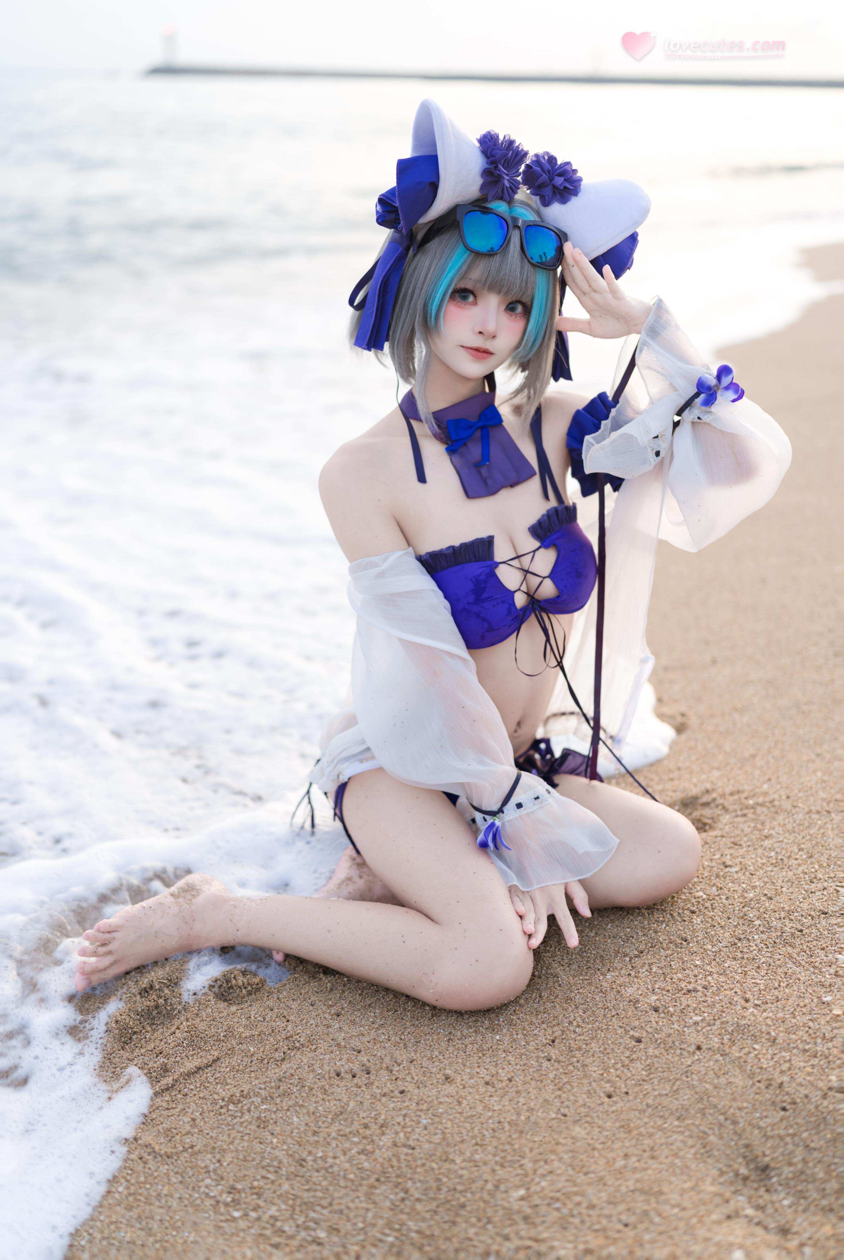 [costume] 九柒喵 - 碧蓝航线 Chai Quận Bơi: Bikini Bãi Biển, Đùi Đẹp, Mông Quyến Rũ 26P