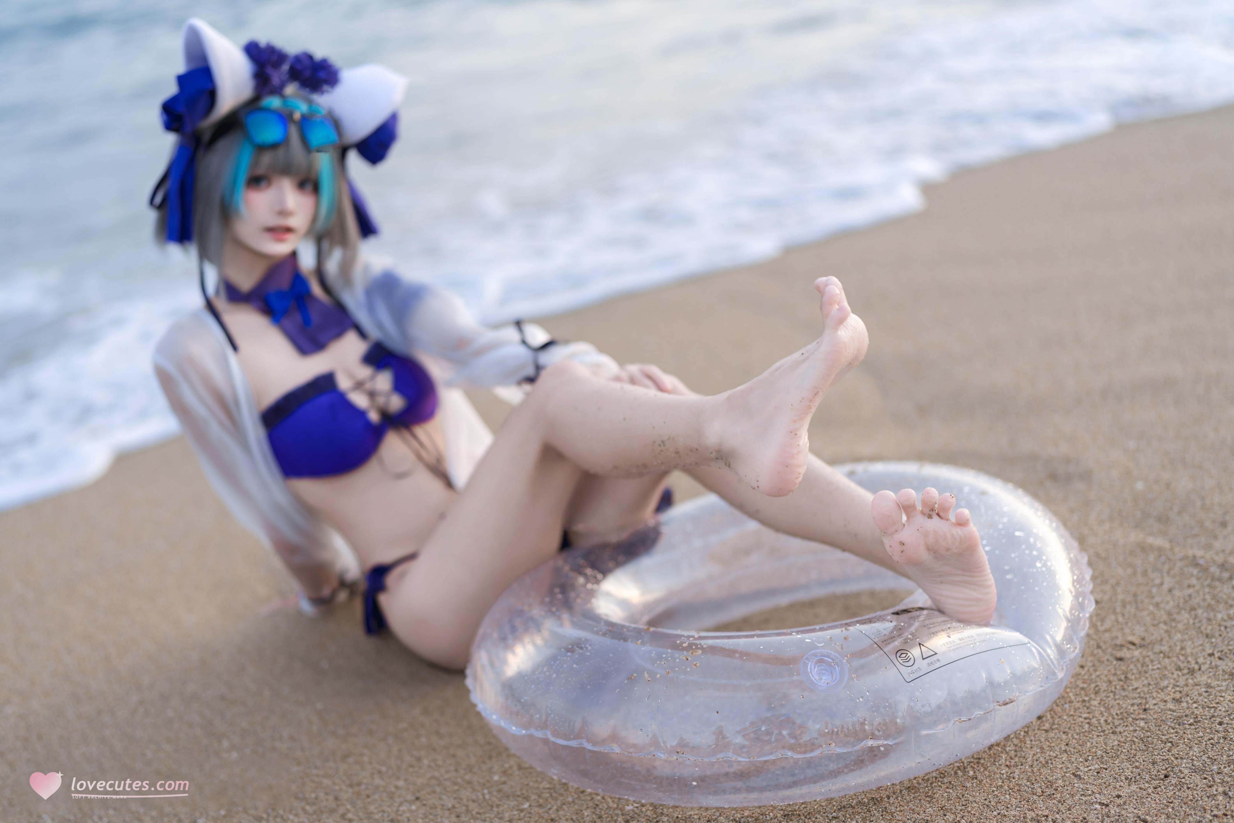 [costume] 九柒喵 - 碧蓝航线 Chai Quận Bơi: Bikini Bãi Biển, Đùi Đẹp, Mông Quyến Rũ 26P