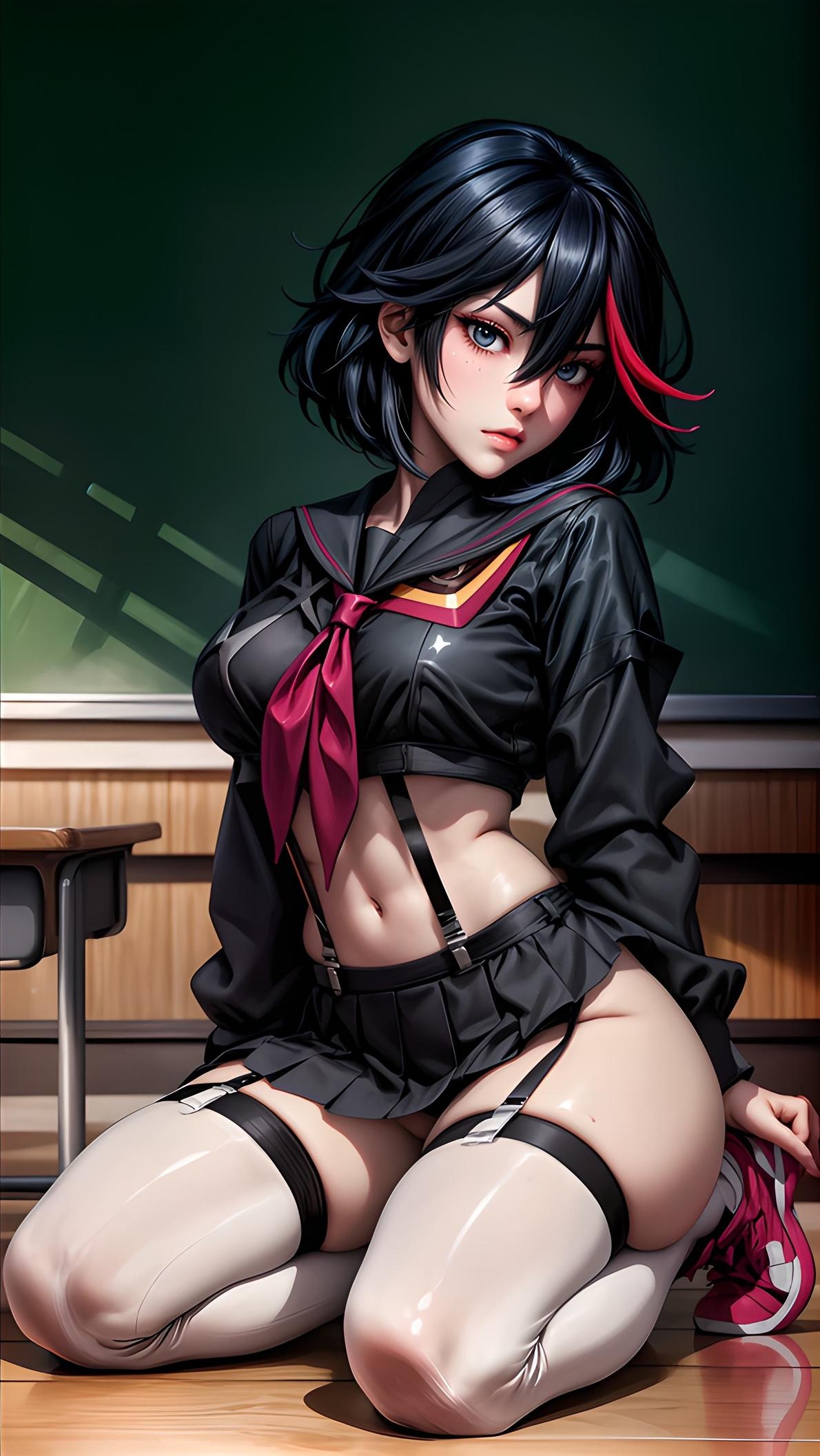 AI Generated Anime Girl - 斩服少女 缠流子：制服白丝巨乳露点 露穴束缚裸拍 41P