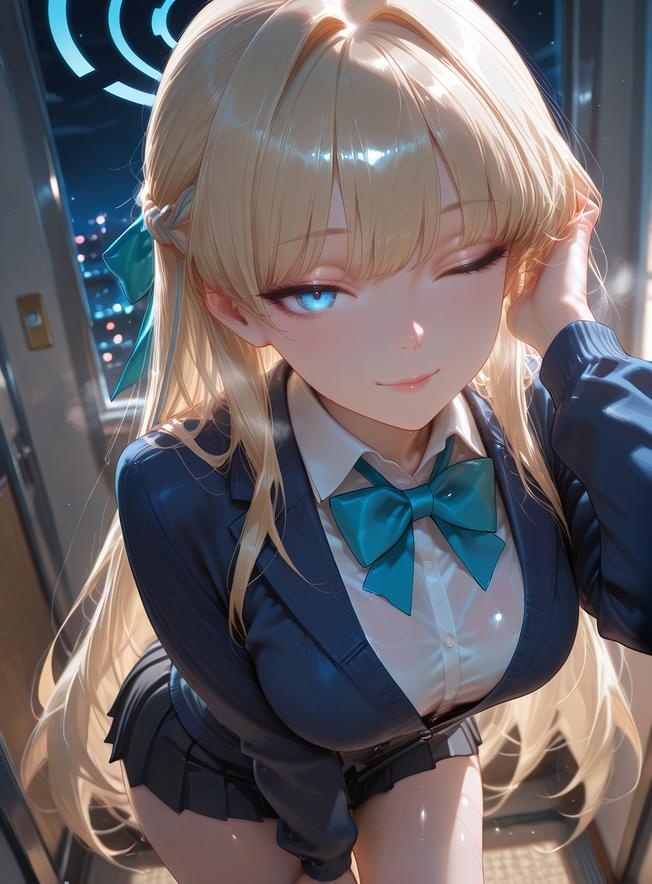 AI Generated Anime Girl - 碧蓝档案 飞鸟马时：学生装紧身衣美腿翘臀 露穴巨乳 168P