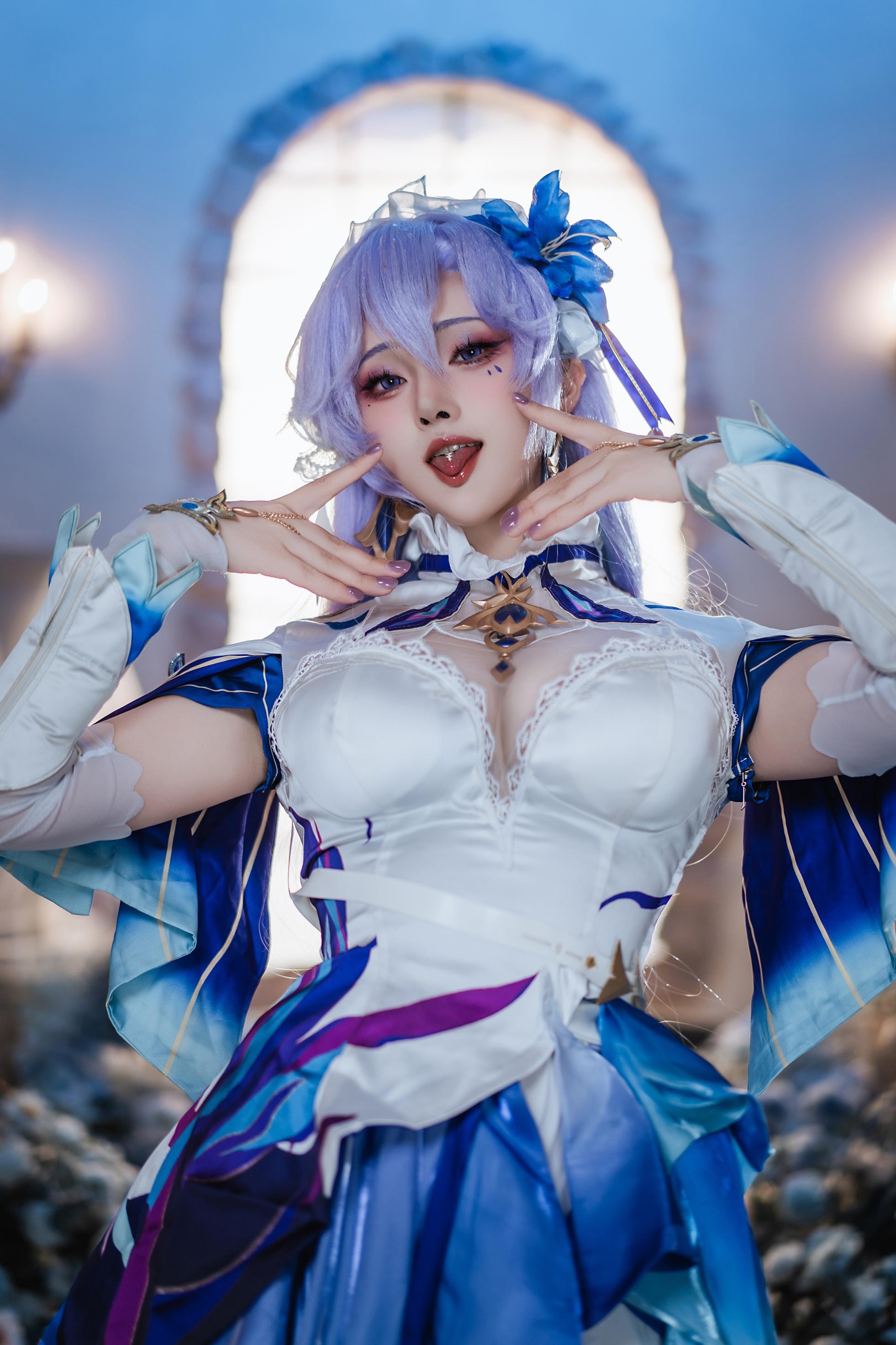 '[cosplay] Natsuko夏夏子 - Ninh Triều Cản Thể La: Trang Phục Xanh Trắng, Tất Trắng, Nội Y Ngọc Trai 72P'