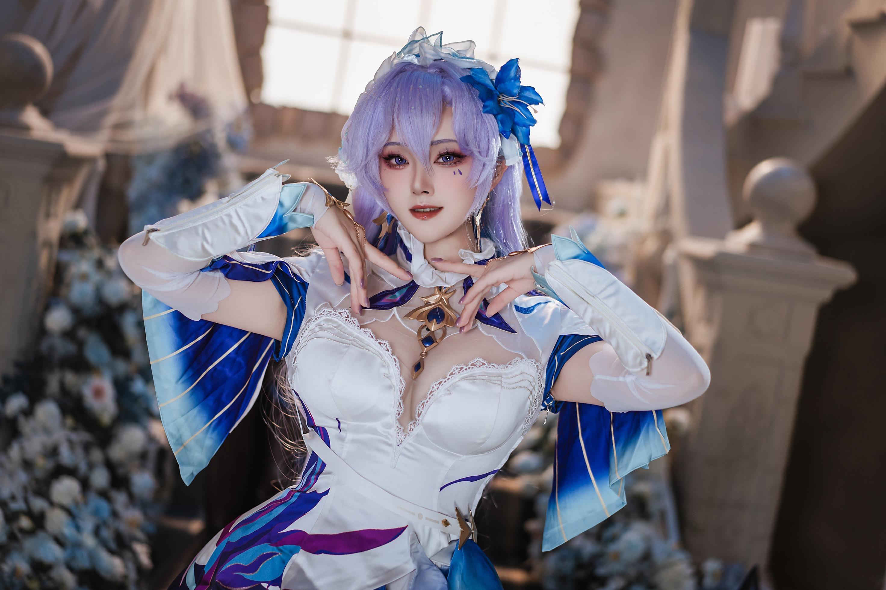'[cosplay] Natsuko夏夏子 - Ninh Triều Cản Thể La: Trang Phục Xanh Trắng, Tất Trắng, Nội Y Ngọc Trai 72P'