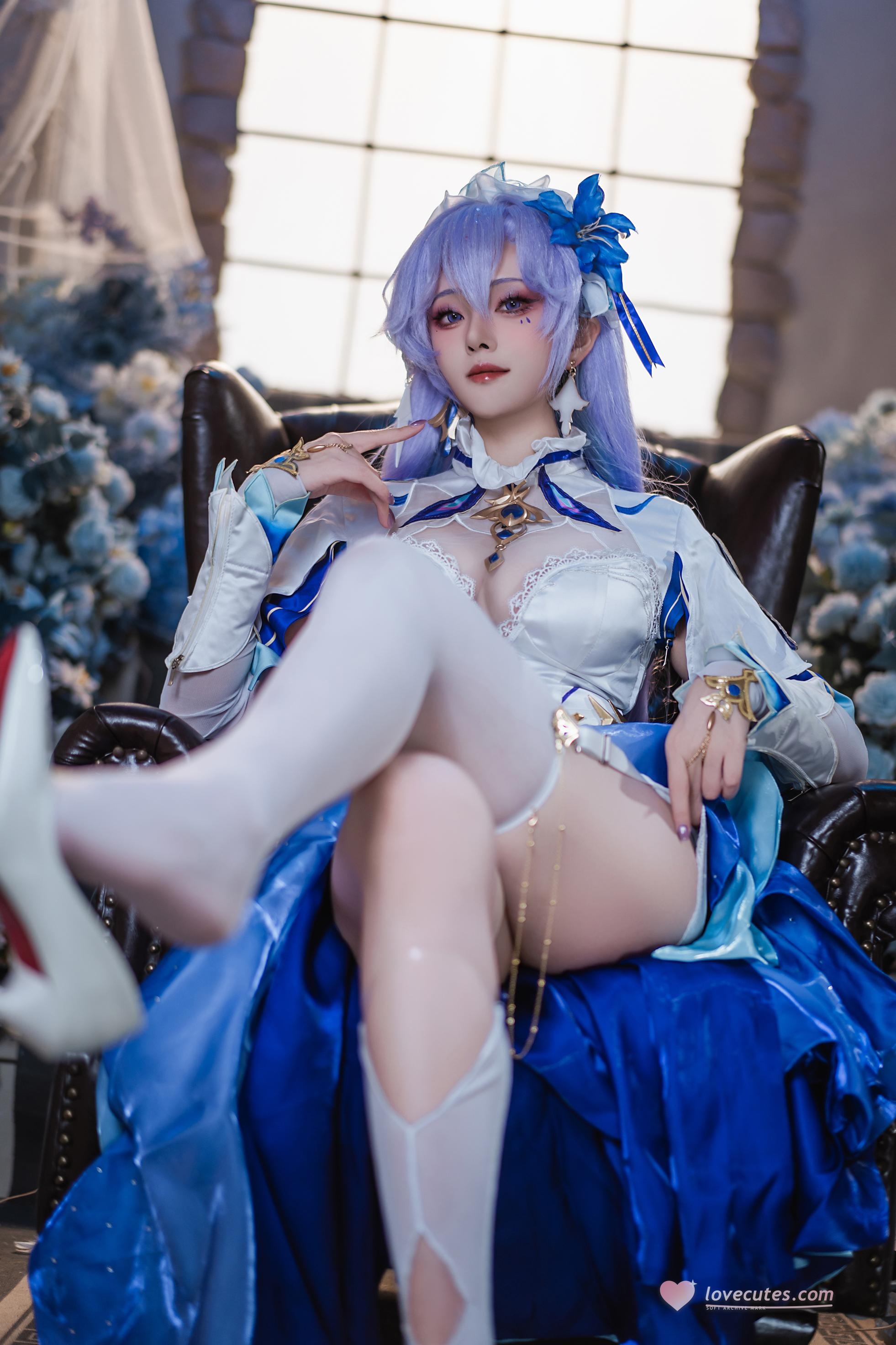 '[cosplay] Natsuko夏夏子 - Ninh Triều Cản Thể La: Trang Phục Xanh Trắng, Tất Trắng, Nội Y Ngọc Trai 72P'