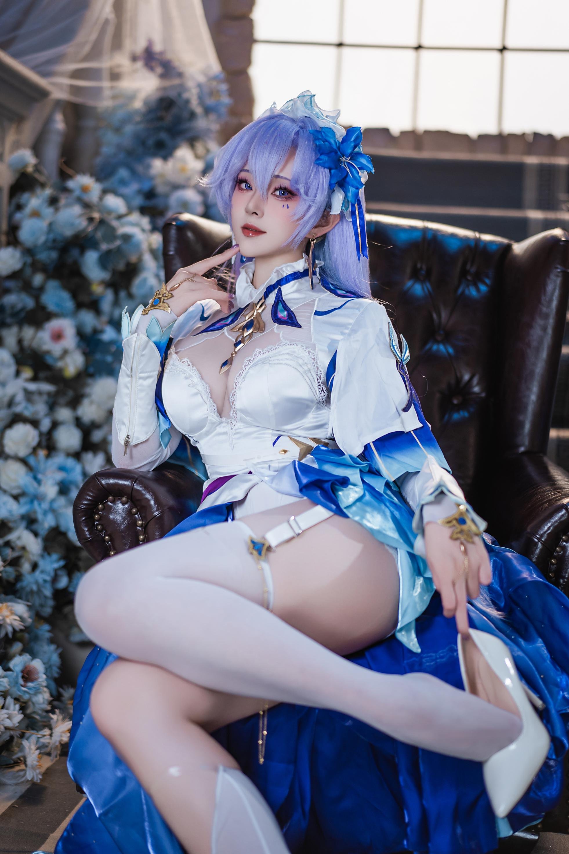 '[cosplay] Natsuko夏夏子 - Ninh Triều Cản Thể La: Trang Phục Xanh Trắng, Tất Trắng, Nội Y Ngọc Trai 72P'