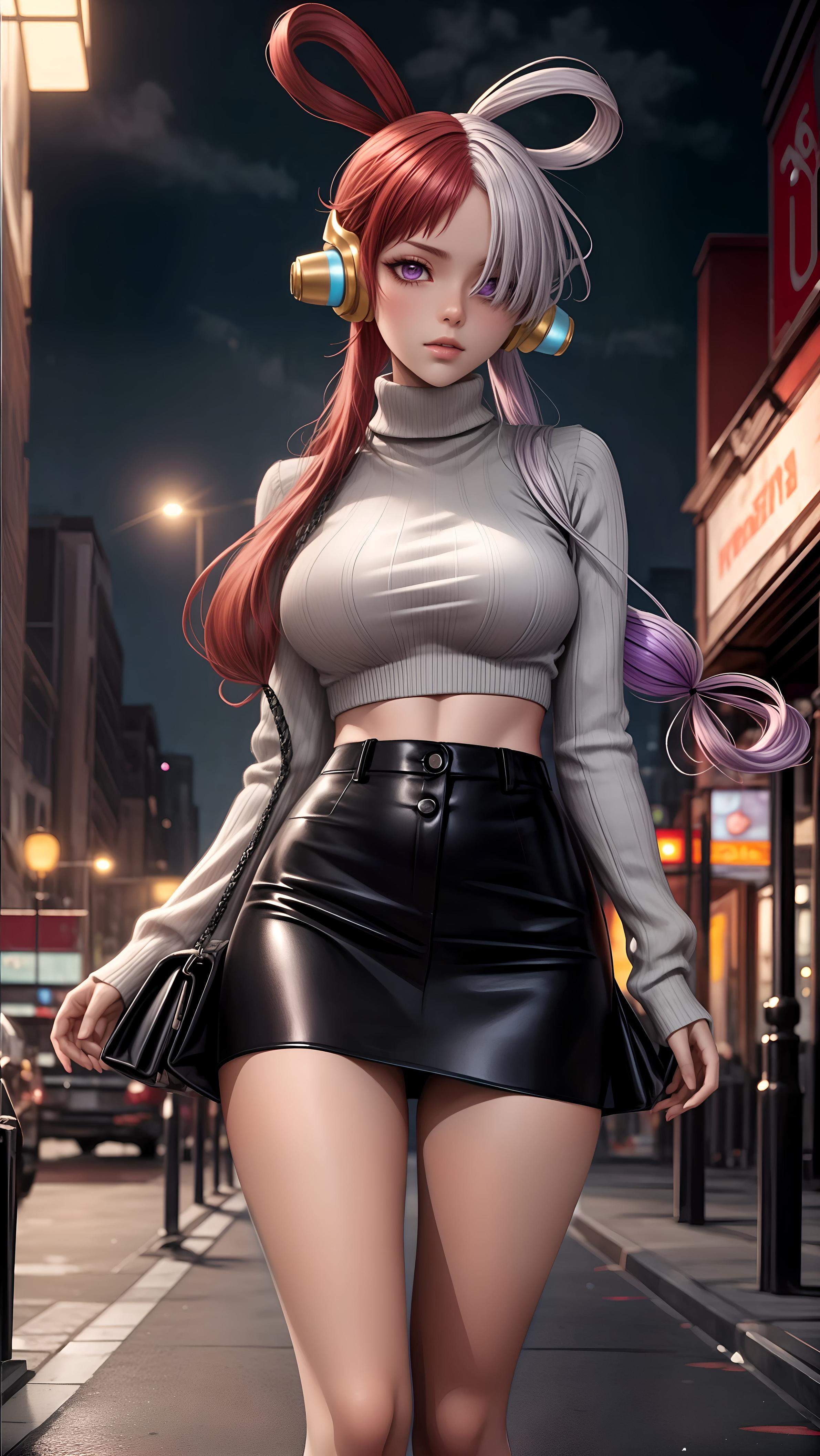 Cô Gái Anime Tạo Ra Bởi AI - 海贼王 乌塔: Tai Nghe Đỏ Trắng, Ngực Khủng, Bikini Bó Buộc 48P
