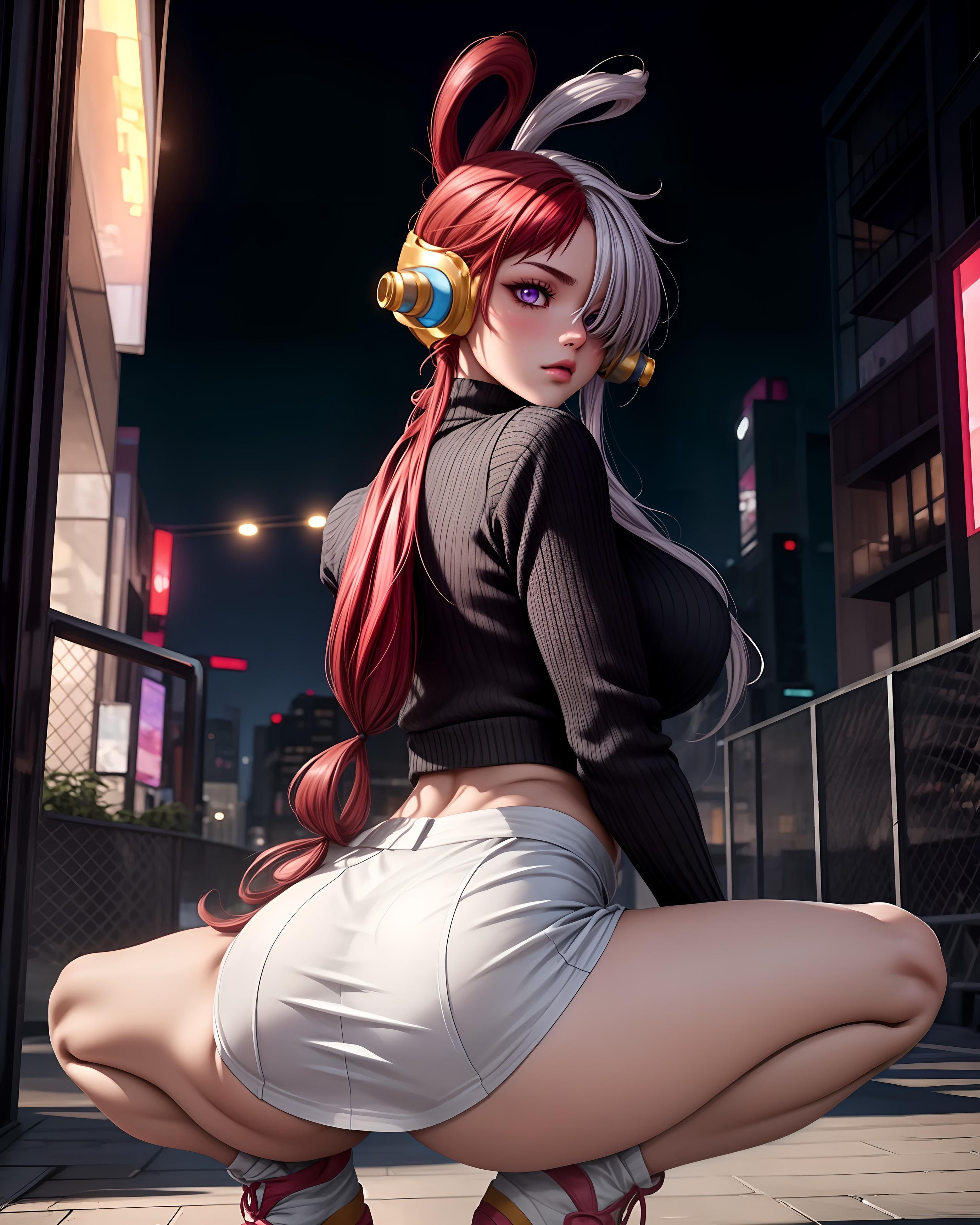 Cô Gái Anime Tạo Ra Bởi AI - 海贼王 乌塔: Tai Nghe Đỏ Trắng, Ngực Khủng, Bikini Bó Buộc 48P