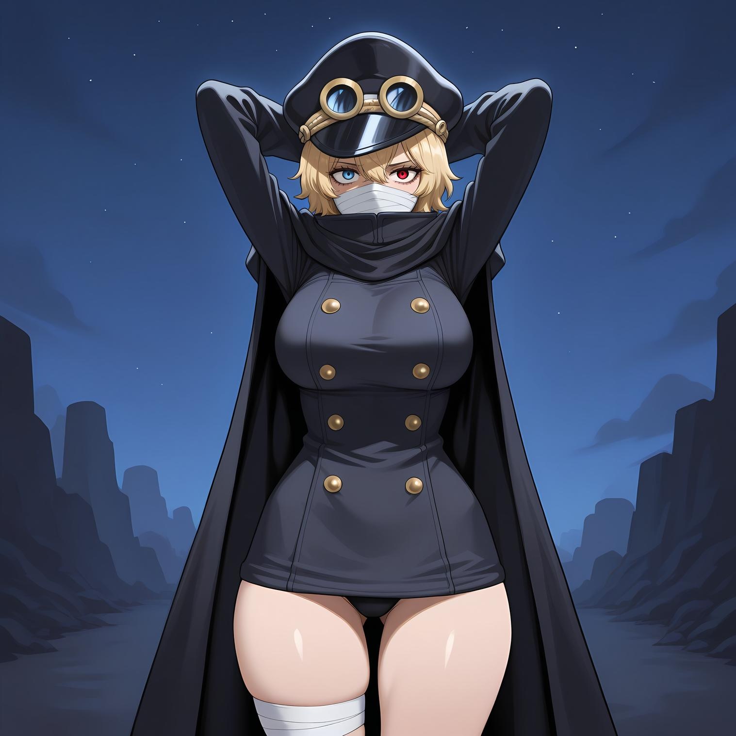Cô Gái Anime Tạo Bởi AI - Hải Tặc Vương Quân Tử: Bộ Quân Phục Đen, Ngực Khủng, Hổ Trắng, Mông Cong, Chân Đẹp 73P