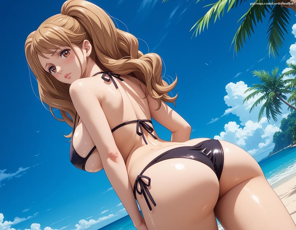 AI生成動漫女孩 - 海賊王 夏洛特·布琳：雙馬尾爆乳白虎濕身 泳裝露點 391P