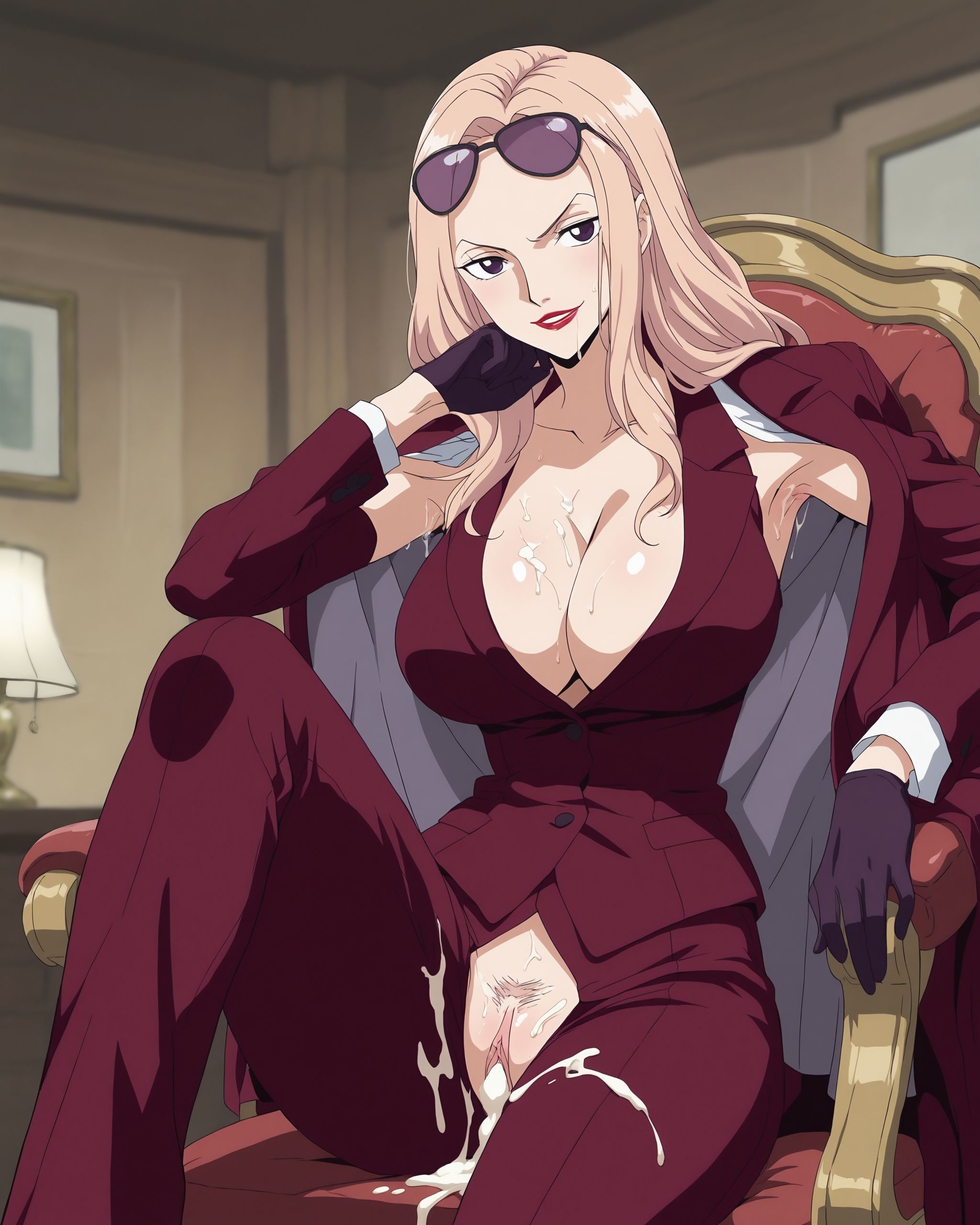 Cô Gái Anime Tạo Bởi AI - Hải Tặc Vương Nhất Ninh: Bộ Vest Rượu Đỏ, Ngực Khủng, Chân Đẹp 225P