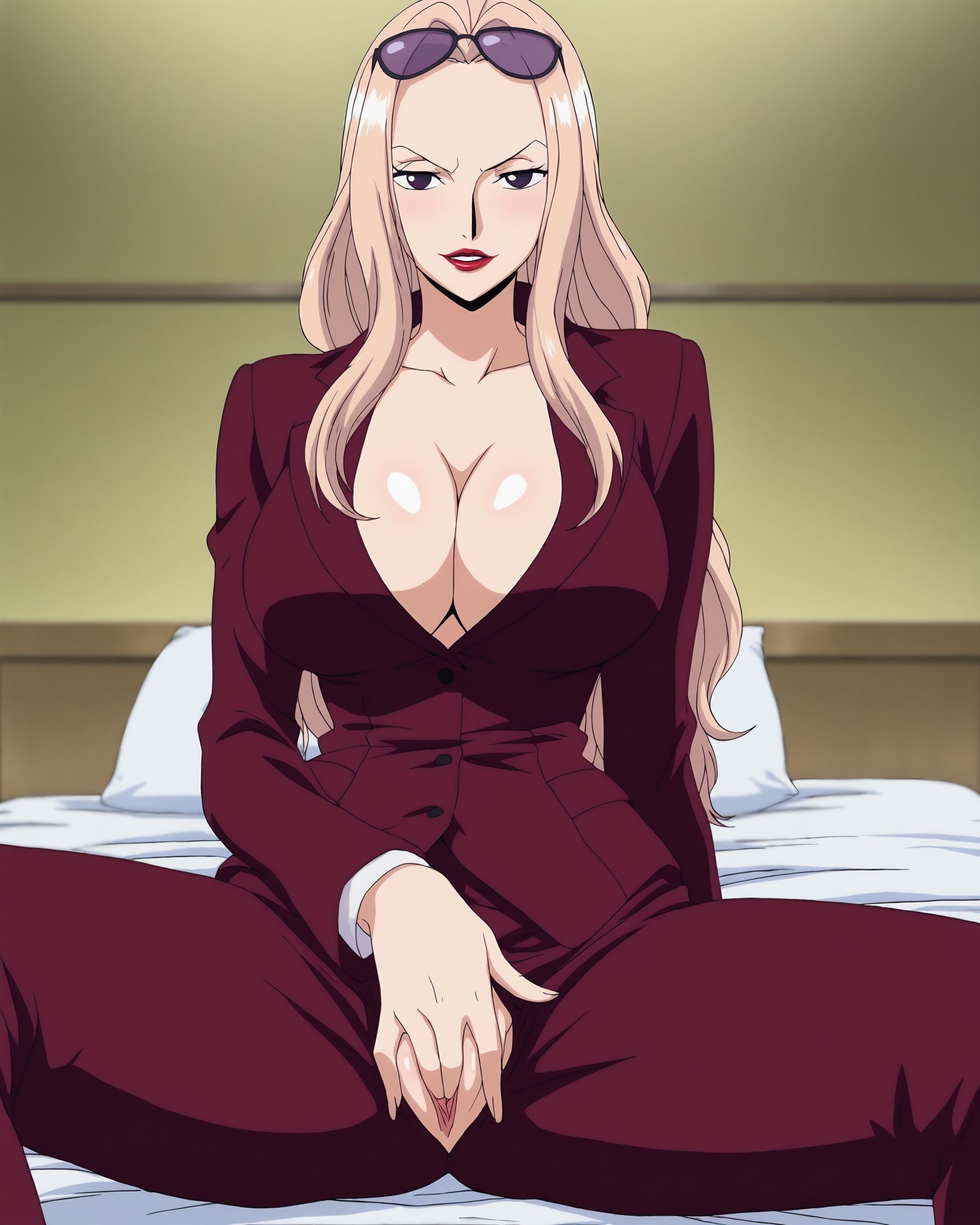 Cô Gái Anime Tạo Bởi AI - Hải Tặc Vương Nhất Ninh: Bộ Vest Rượu Đỏ, Ngực Khủng, Chân Đẹp 225P