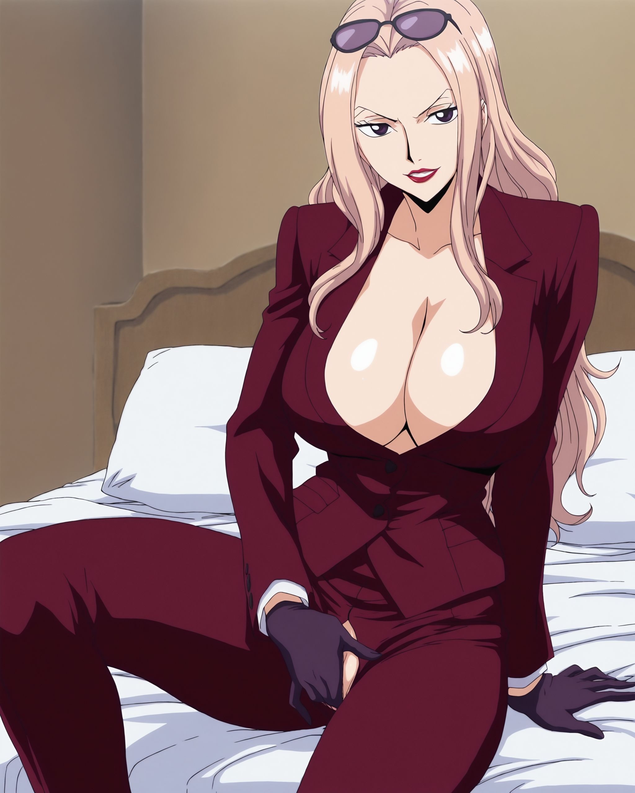 Cô Gái Anime Tạo Bởi AI - Hải Tặc Vương Nhất Ninh: Bộ Vest Rượu Đỏ, Ngực Khủng, Chân Đẹp 225P