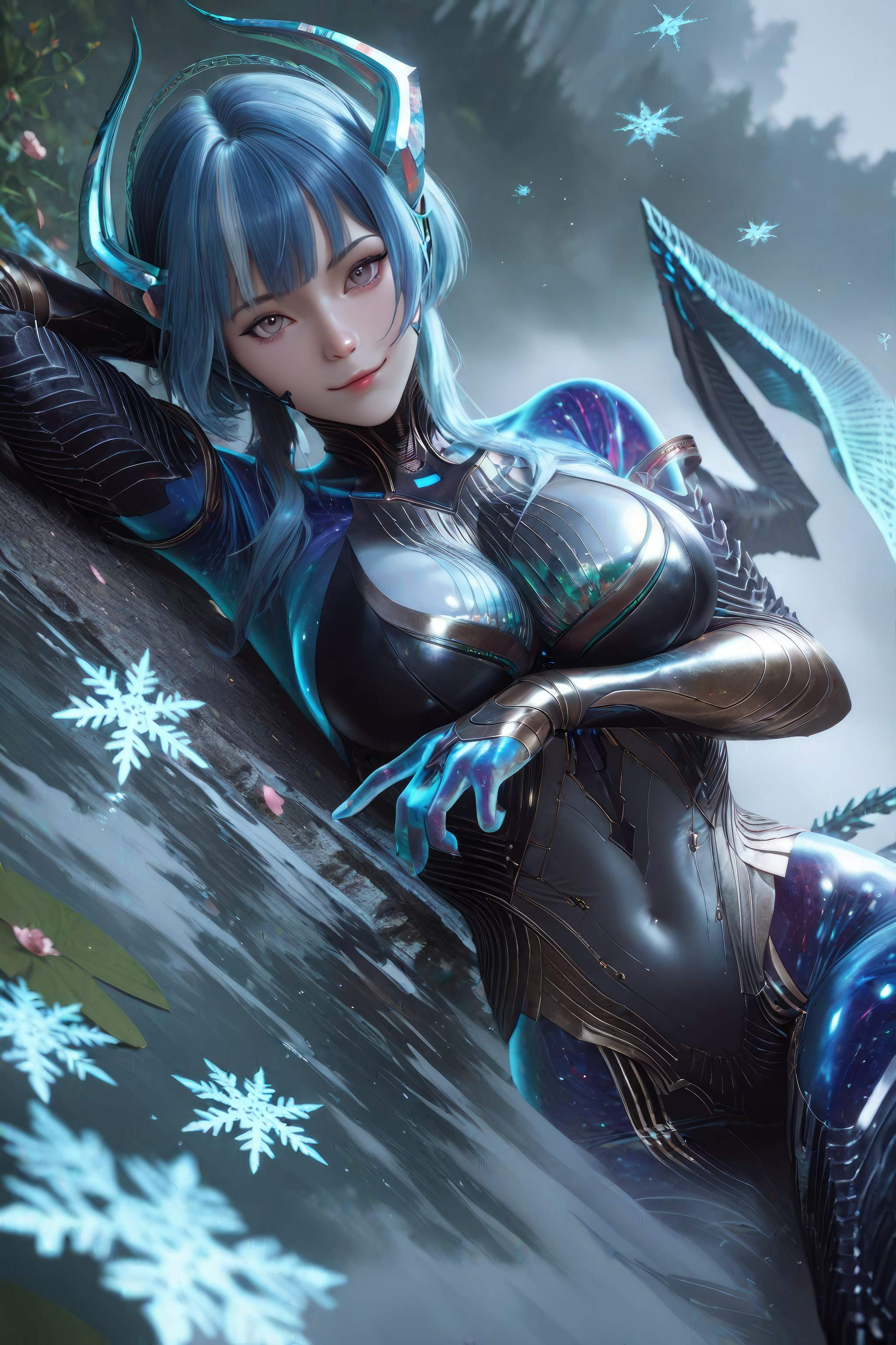 Cô Gái Anime Tạo Bởi AI - 吞噬星空 巴巴塔：Xác Suất Rồng Xanh Tóc, Giáp Khổng Lồ, Cánh Rồng 999P