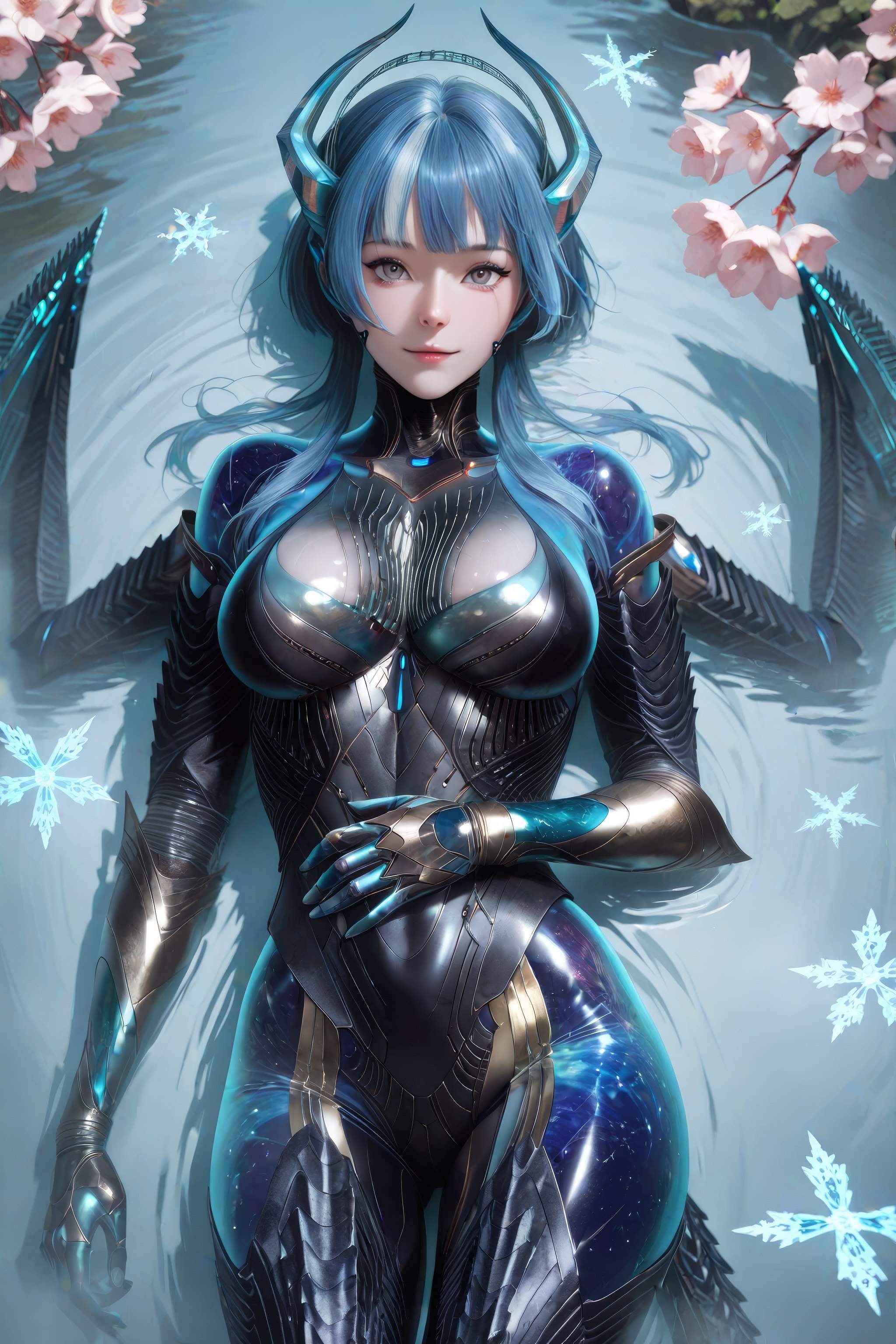 Cô Gái Anime Tạo Bởi AI - 吞噬星空 巴巴塔：Xác Suất Rồng Xanh Tóc, Giáp Khổng Lồ, Cánh Rồng 999P