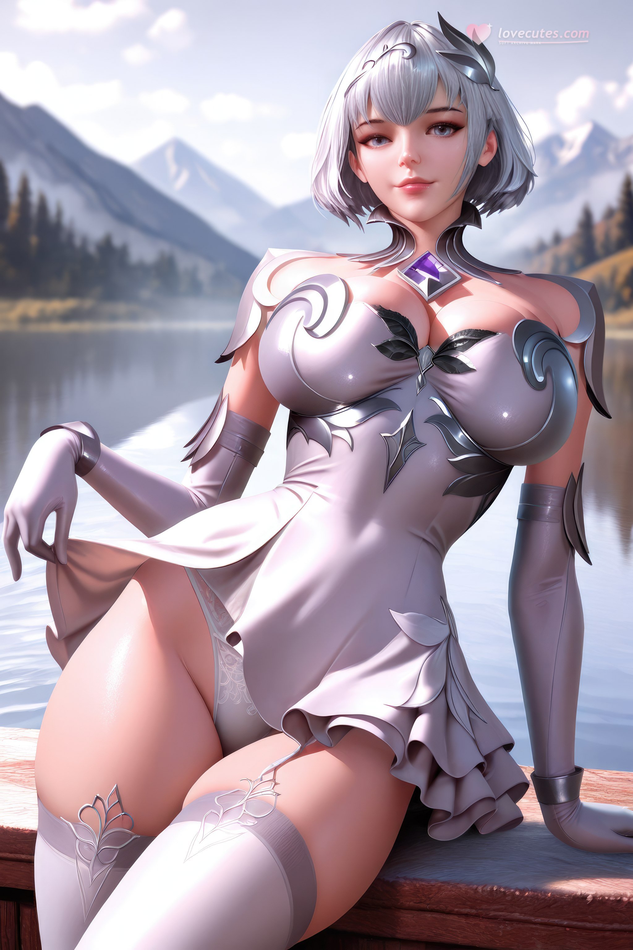 AI Generated Anime Girl - 斗罗大陆 叶泠泠：银发丝袜高跟 巨乳露穴翘臀 757P