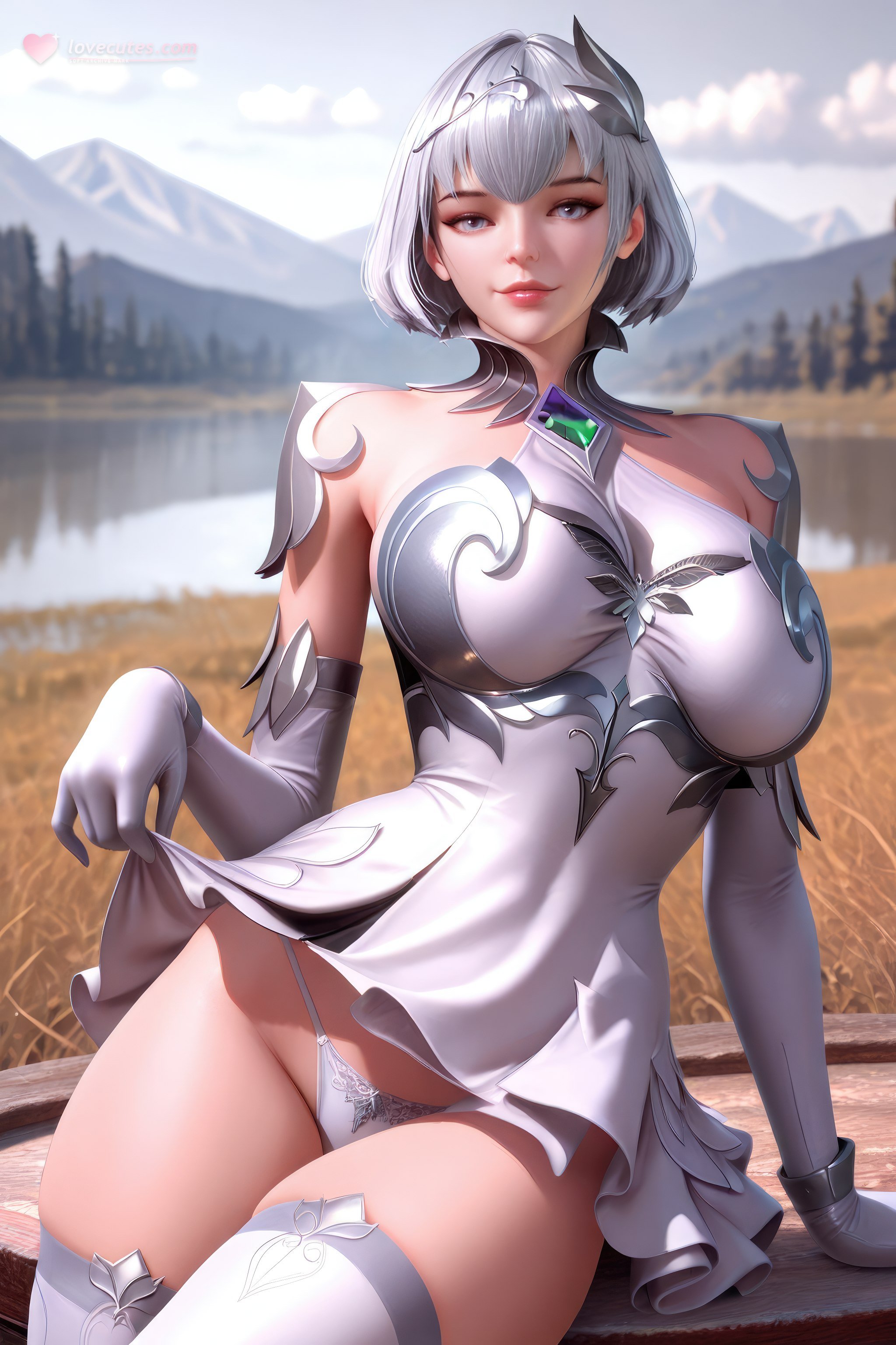 AI Generated Anime Girl - 斗罗大陆 叶泠泠：银发丝袜高跟 巨乳露穴翘臀 757P