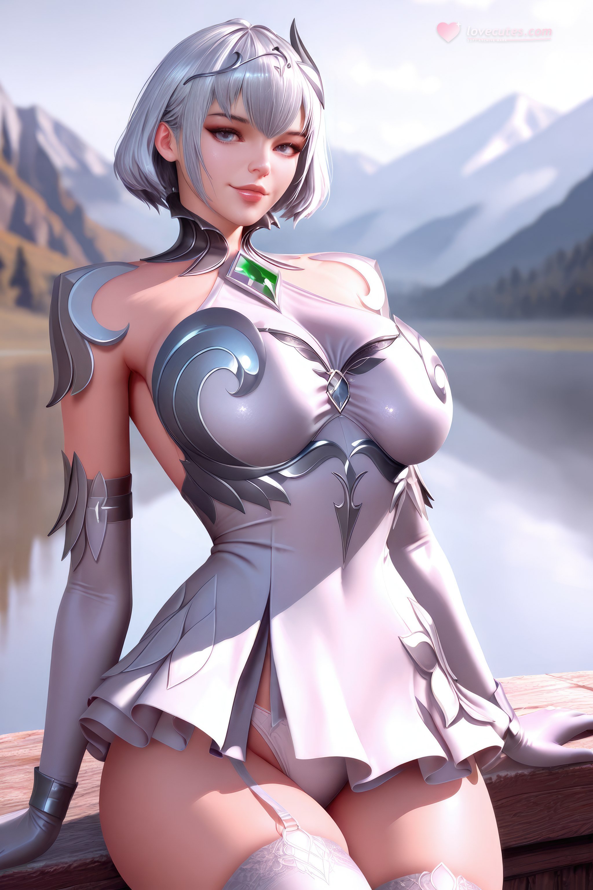 AI Generated Anime Girl - 斗罗大陆 叶泠泠：银发丝袜高跟 巨乳露穴翘臀 757P