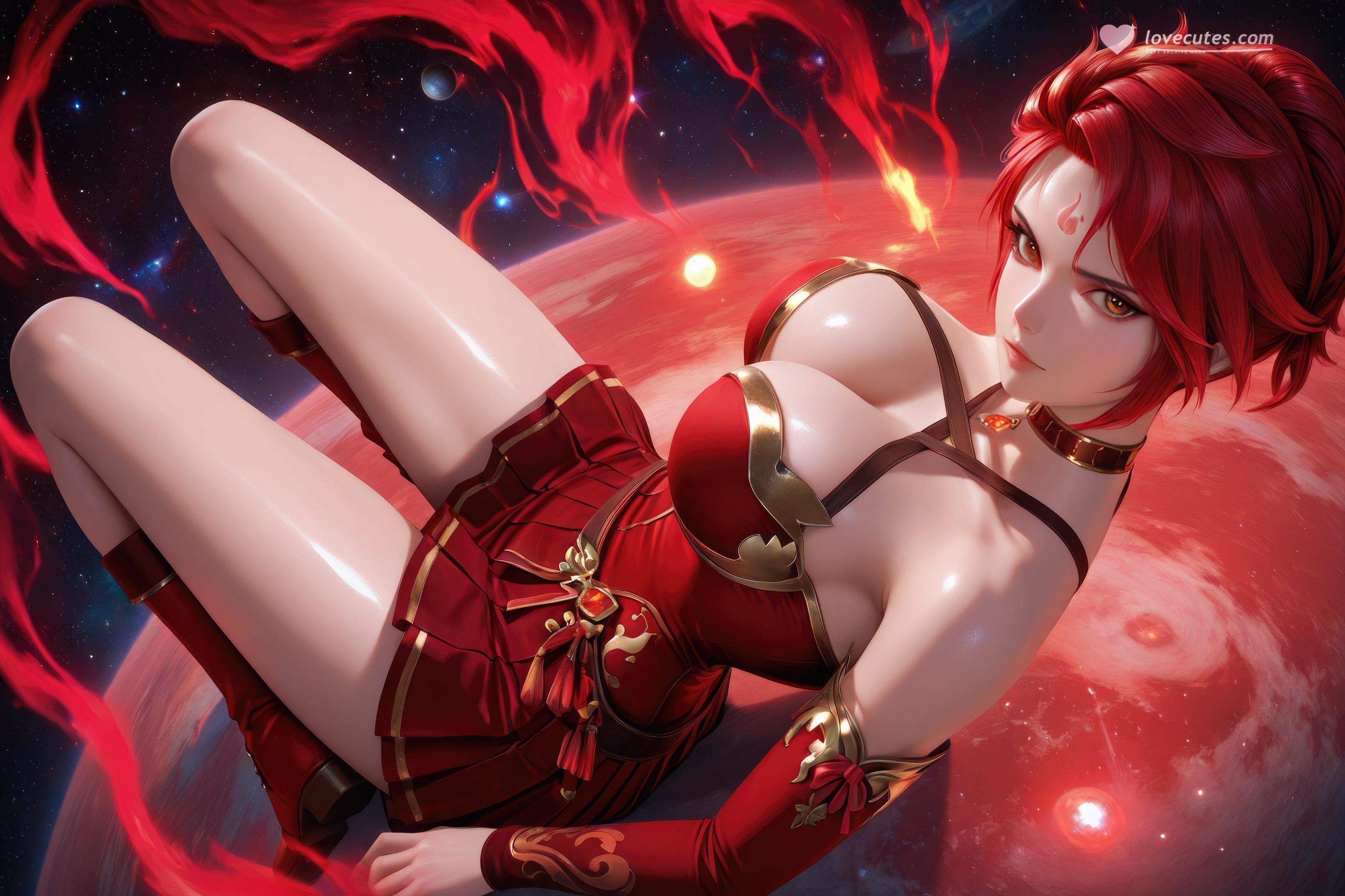 AI Generated Anime Girl - 斗罗大陆 火舞：红裙巨乳露穴 星火长腿 1038P