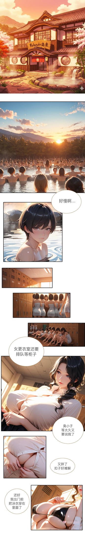 AI Generated Anime Girl - Mai Xu's Hot Spring Trip: A Steamy 14-Page Manga Story