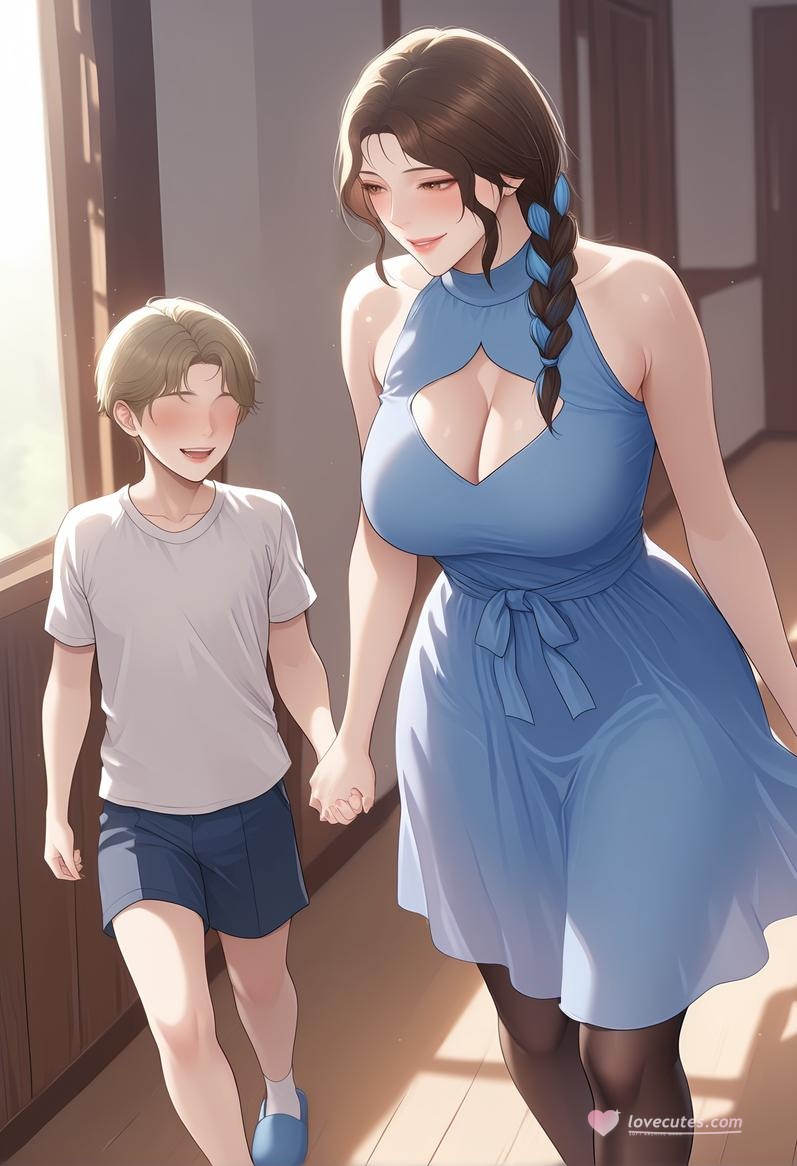 AI Generated Anime Girl - 轻熟风 美静的小房客：蓝裙辫发巨乳露穴 轻熟房东主题 118P