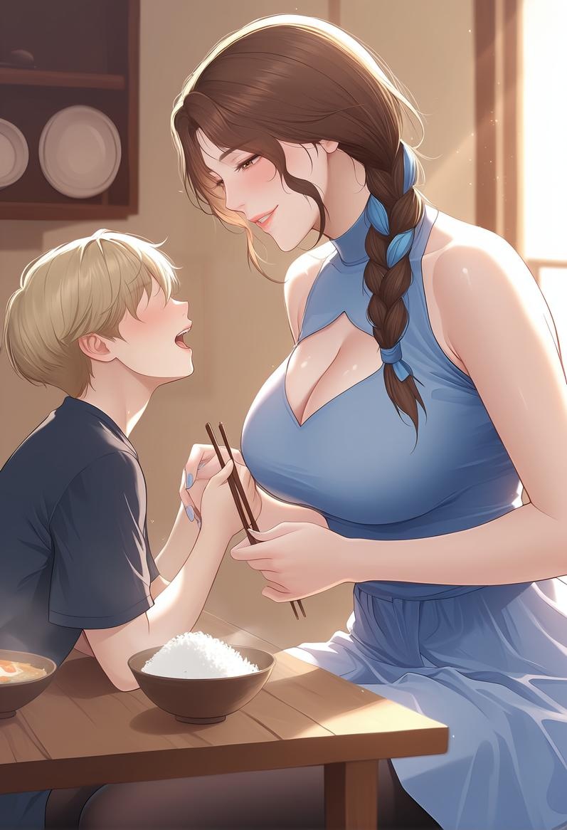 AI Generated Anime Girl - 轻熟风 美静的小房客：蓝裙辫发巨乳露穴 轻熟房东主题 118P