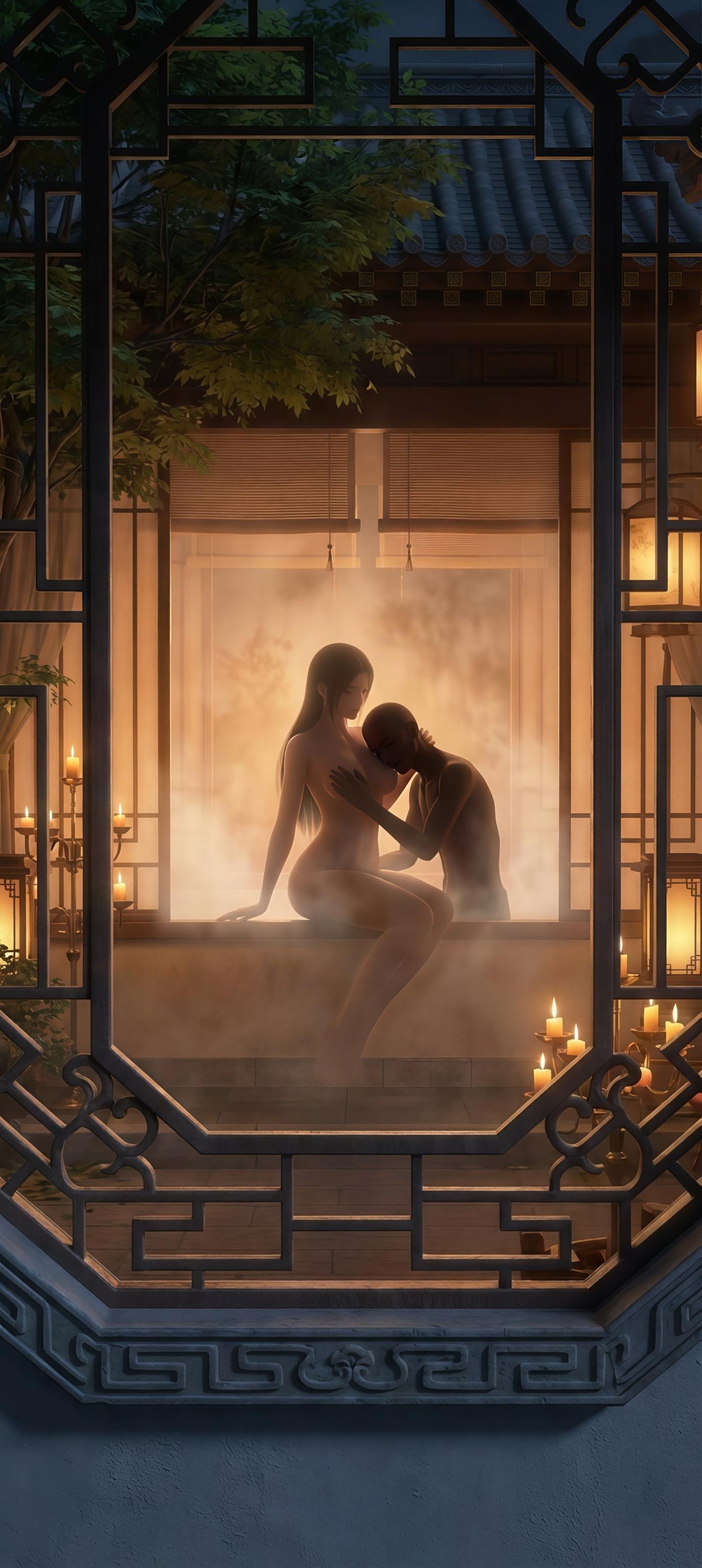 AI Generated Anime Girl - 陆雪琪 月文心：白纱古风巨乳露点 庭院交合 96P