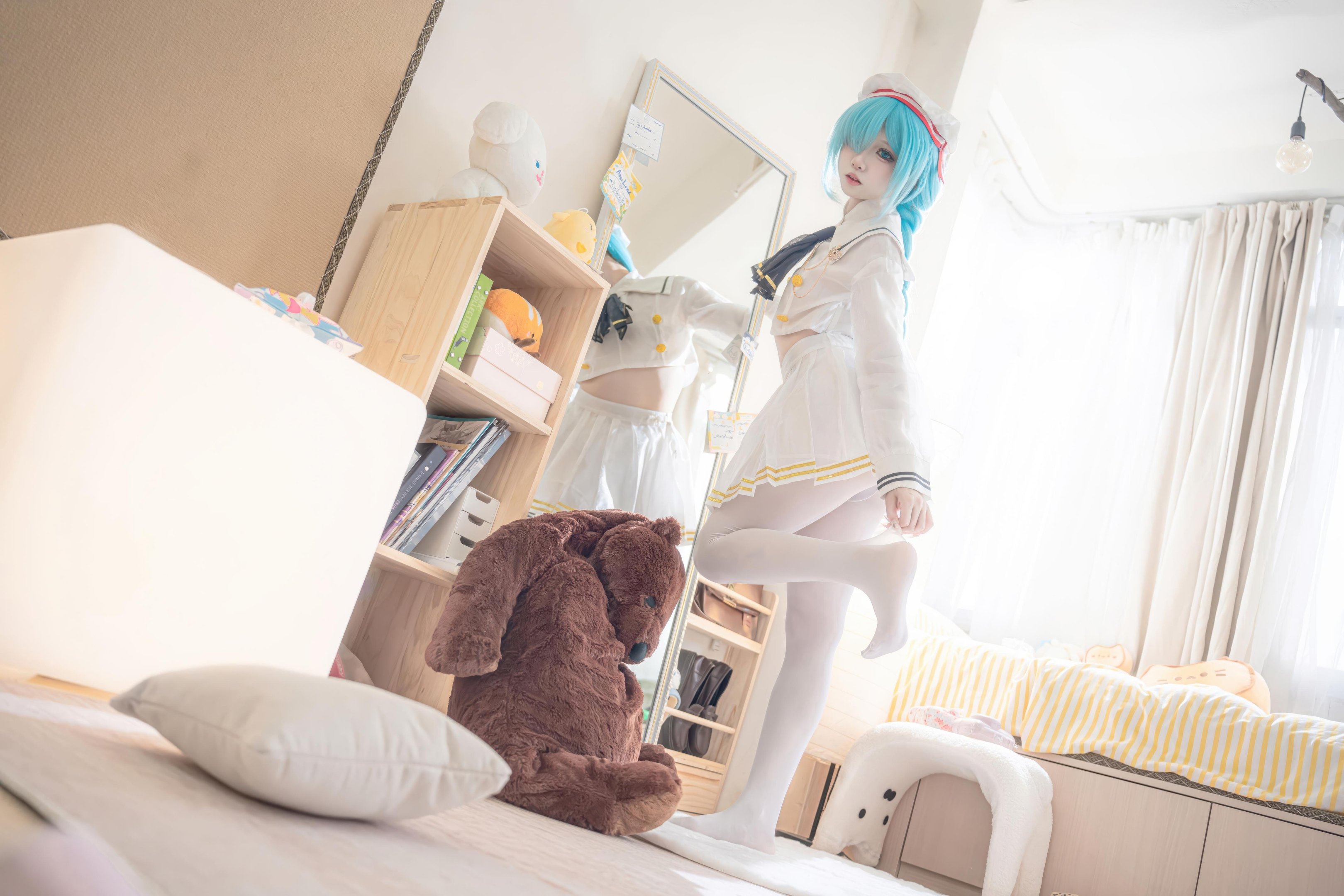 [costume] Giấy Nguyệt Etsu_ko - Đột Kích Xanh Janus JK: Áo Thủy Thủ Tất Trắng Tóc Xanh Dài, Tái Hiện Ngọt Ngào 58P