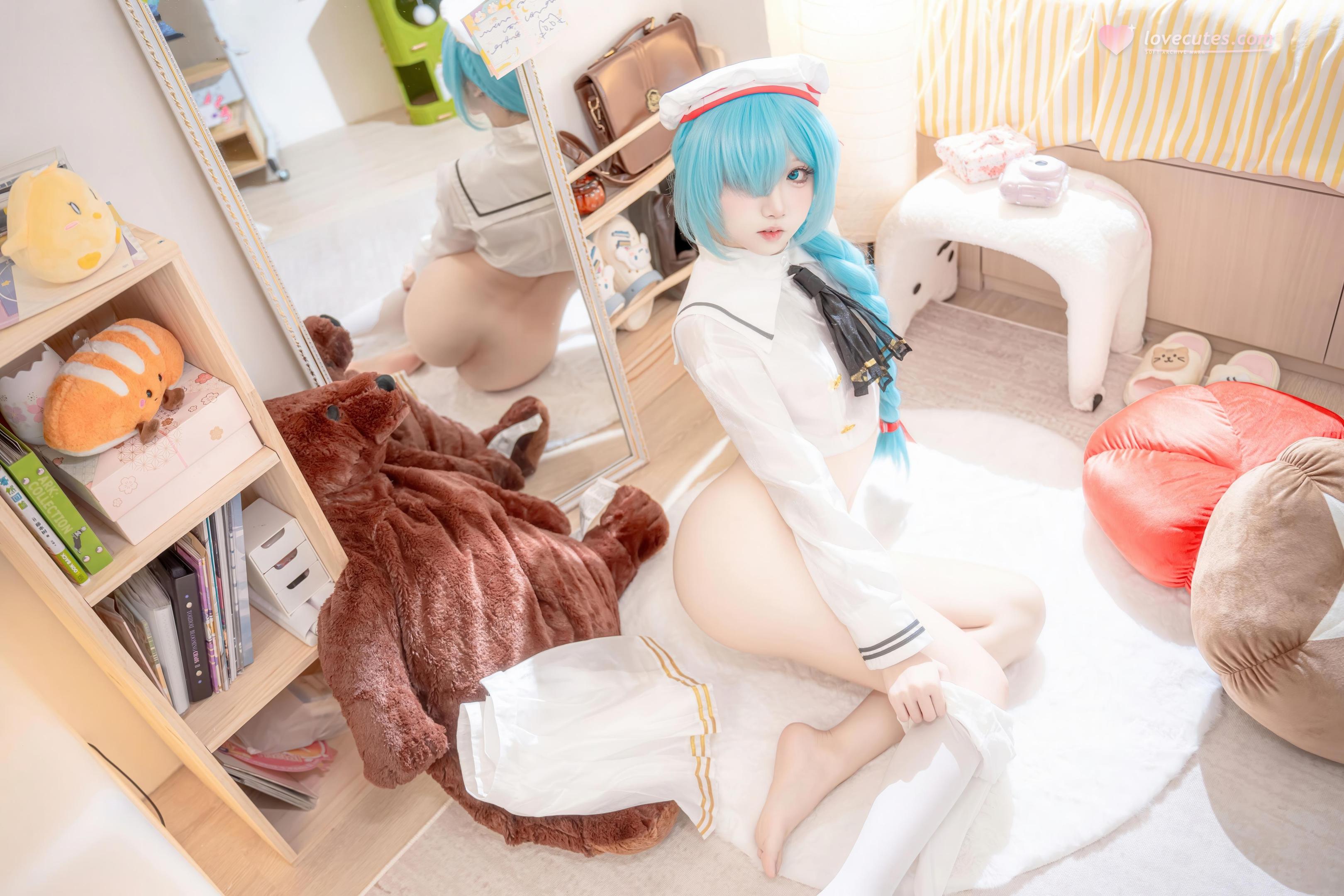 [costume] Giấy Nguyệt Etsu_ko - Đột Kích Xanh Janus JK: Áo Thủy Thủ Tất Trắng Tóc Xanh Dài, Tái Hiện Ngọt Ngào 58P