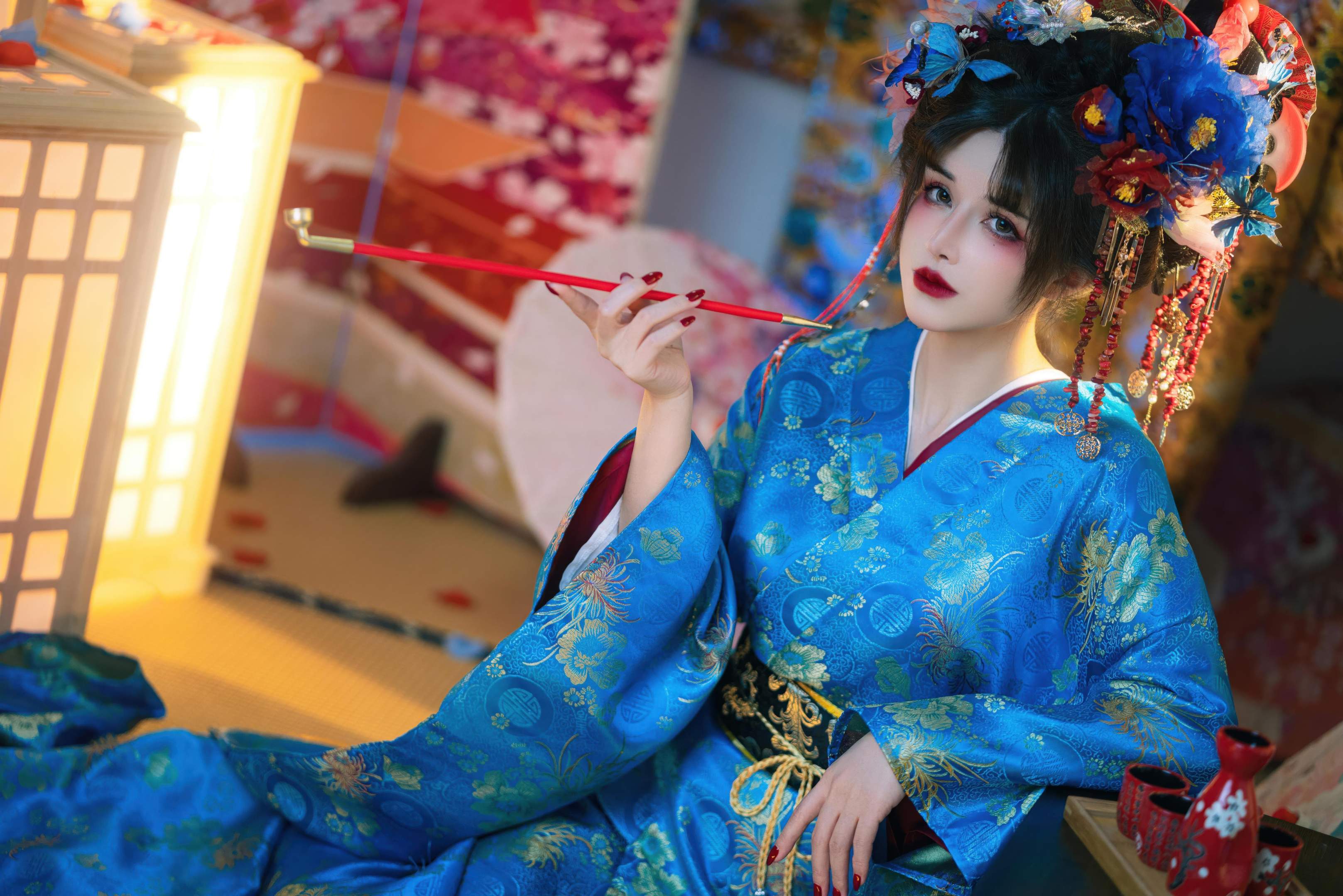 [私房] 鹿八岁baby - 花魁の末路：蓝色花魁绑带 露穴美胸私房 100P49G1V