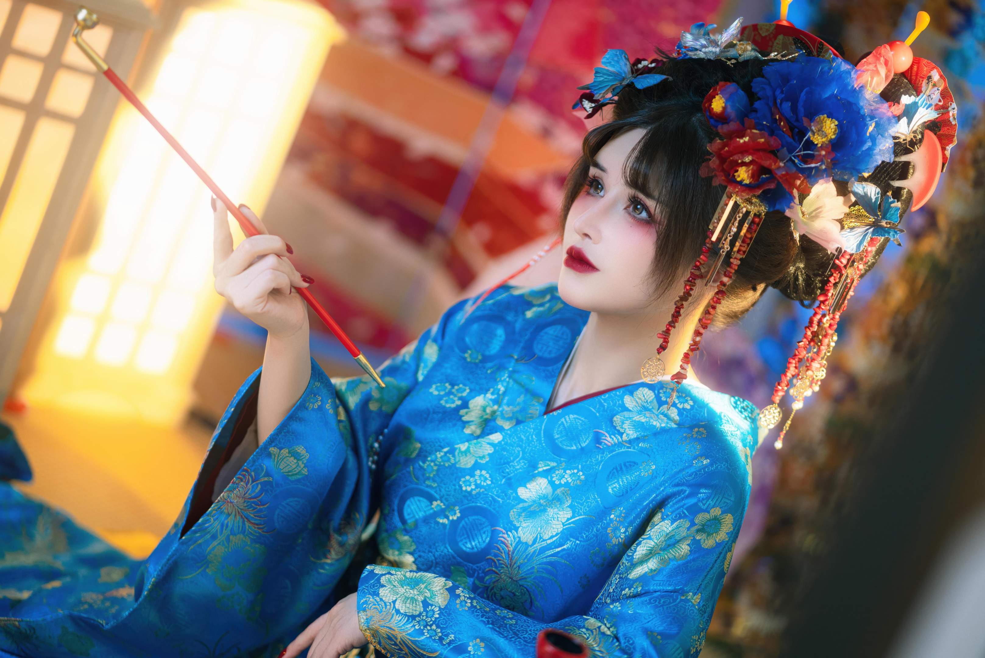 [私房] 鹿八岁baby - 花魁の末路：蓝色花魁绑带 露穴美胸私房 100P49G1V